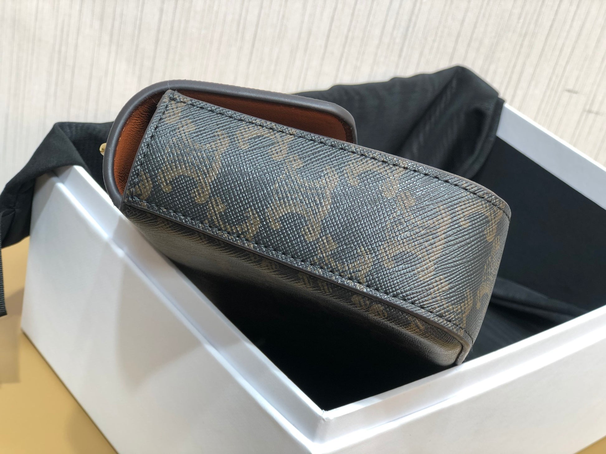 Celine Triomphe Shoulder Bag in Triomphe Canvas with Chain - Black and Tan