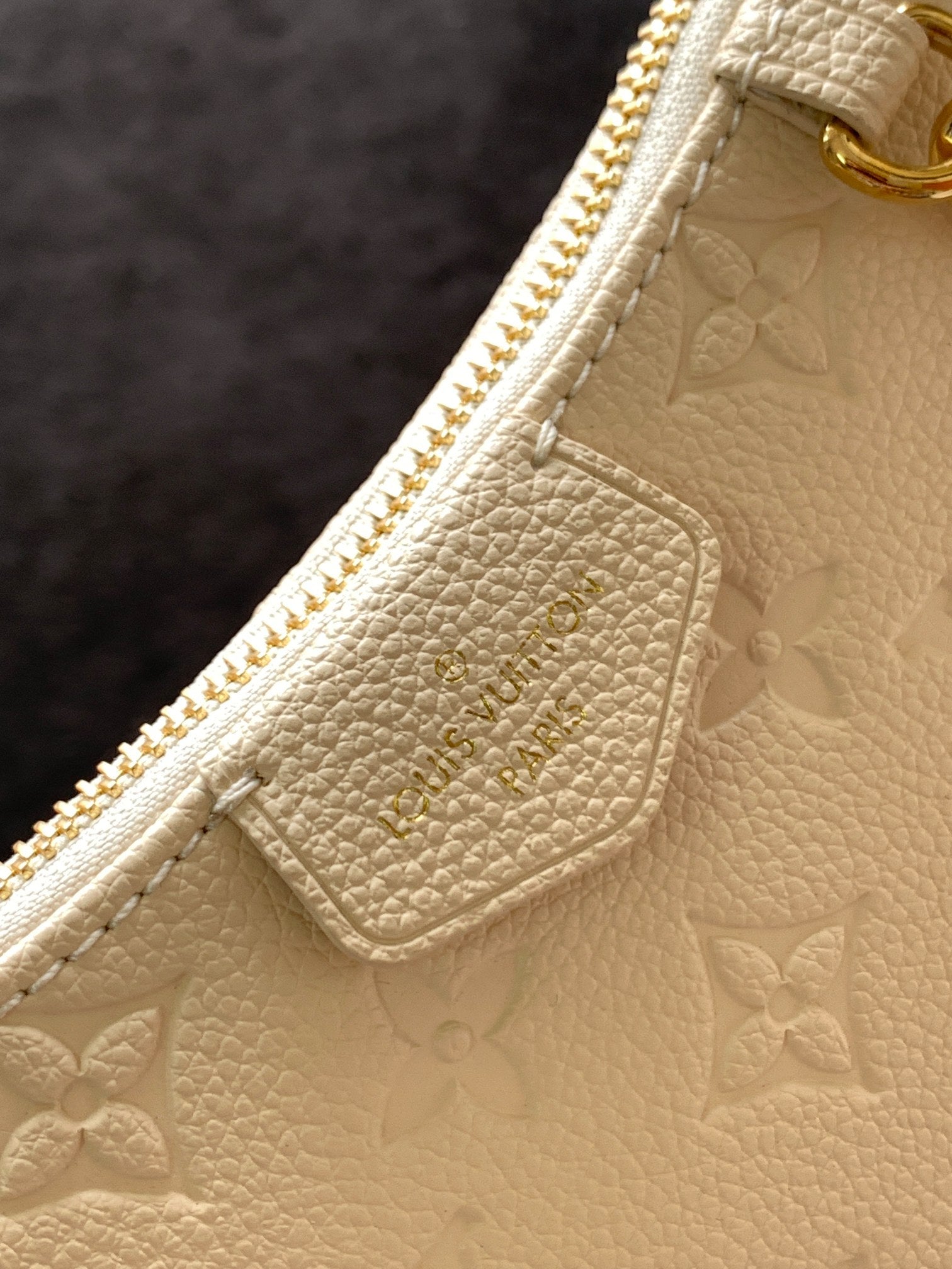 Women's Floral Embossed Cream Shoulder Bag with Gold-Tone Chain Strap
