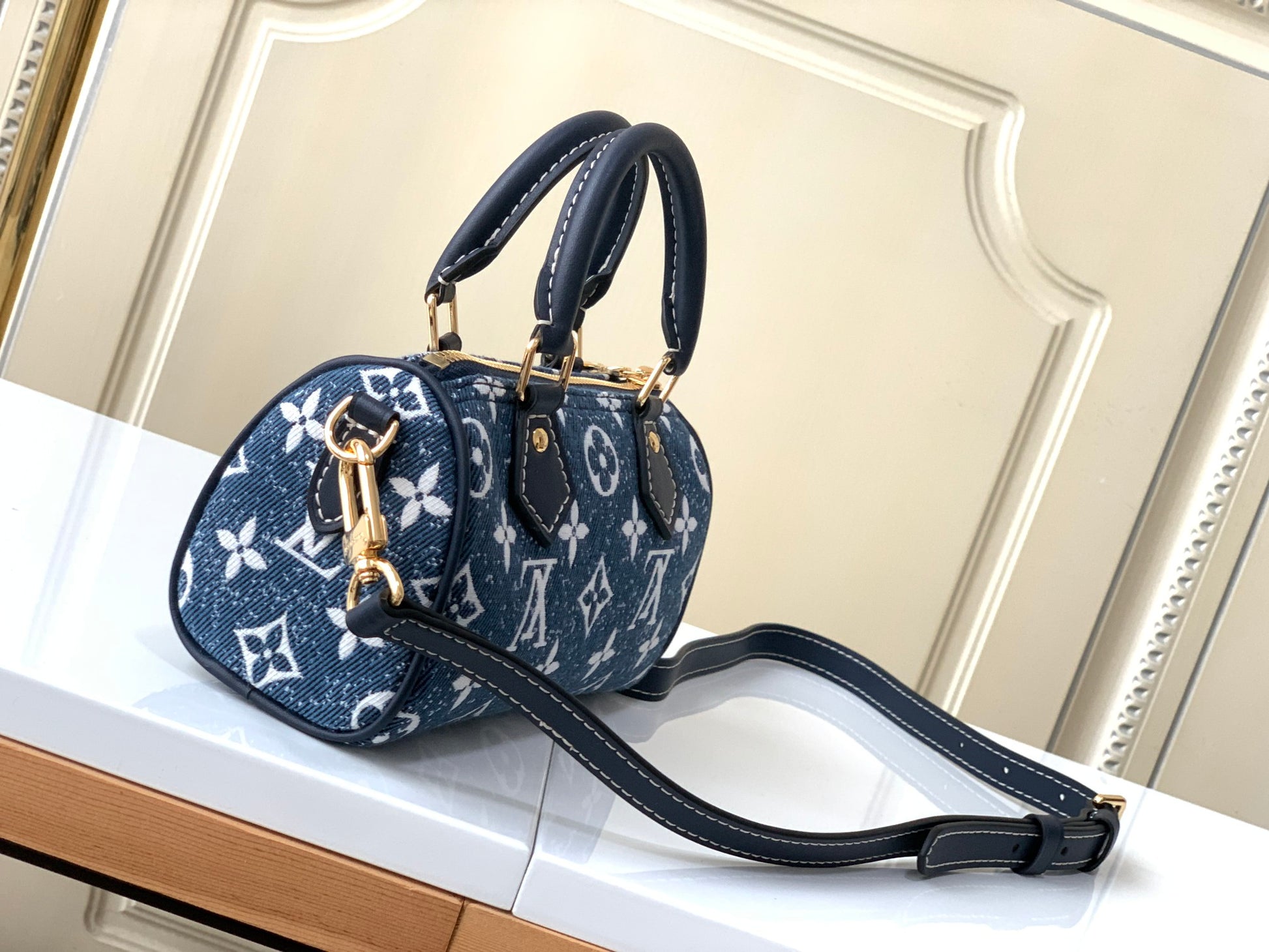 Louis Vuitton Nano Speedy Monogram Denim Handbag - Blue