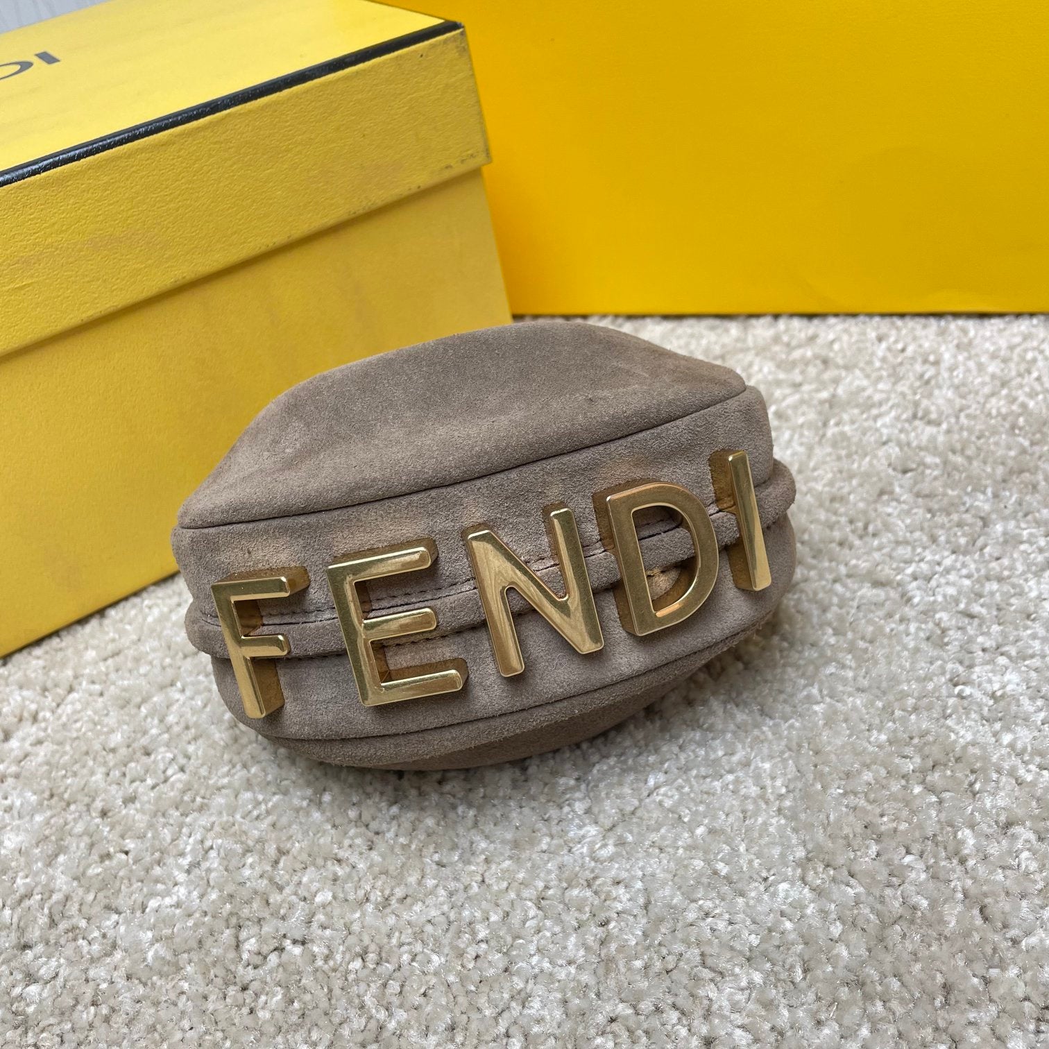 Fendi Fendigraphy Nano Suede Hobo Bag - Grey