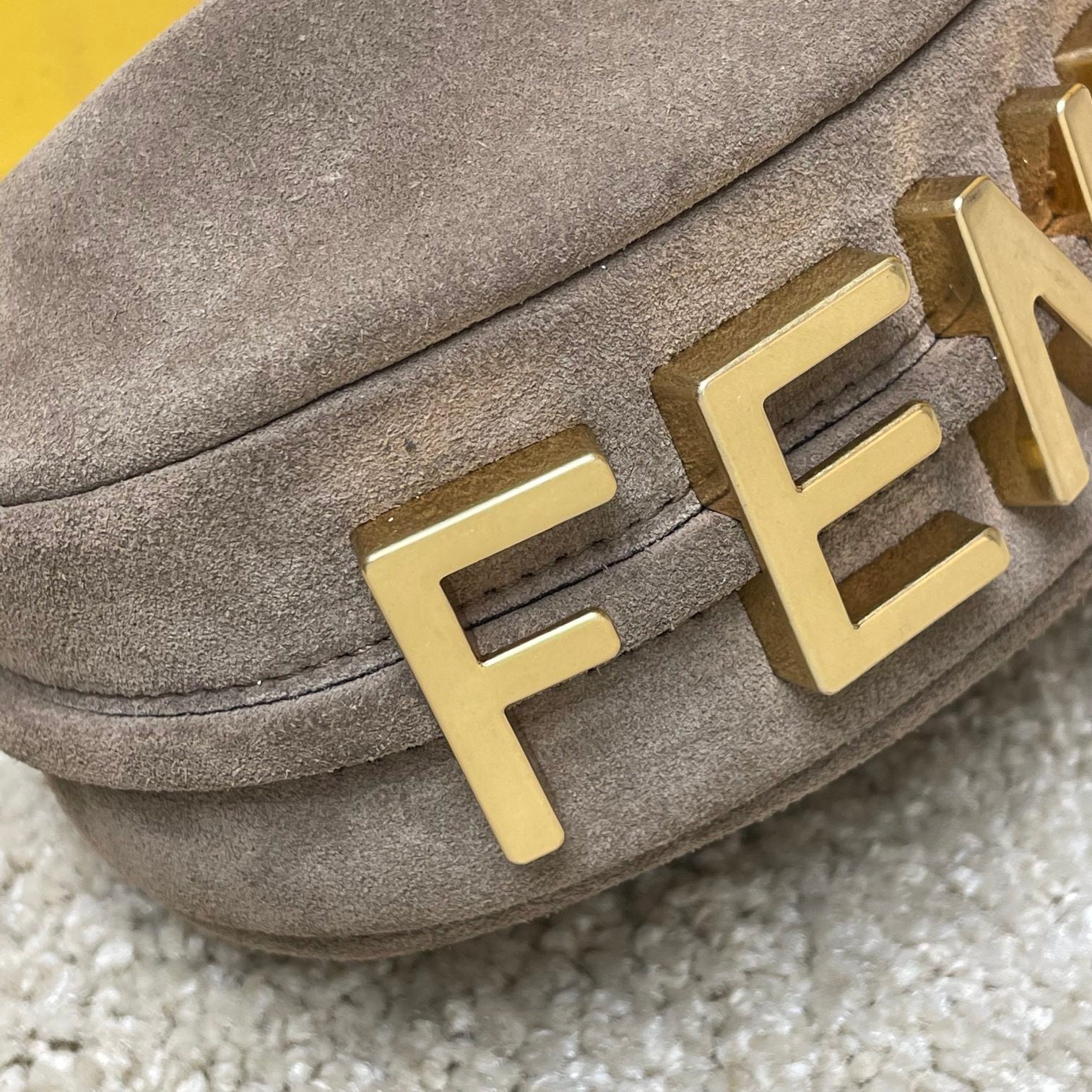 Fendi Fendigraphy Nano Suede Hobo Bag - Grey