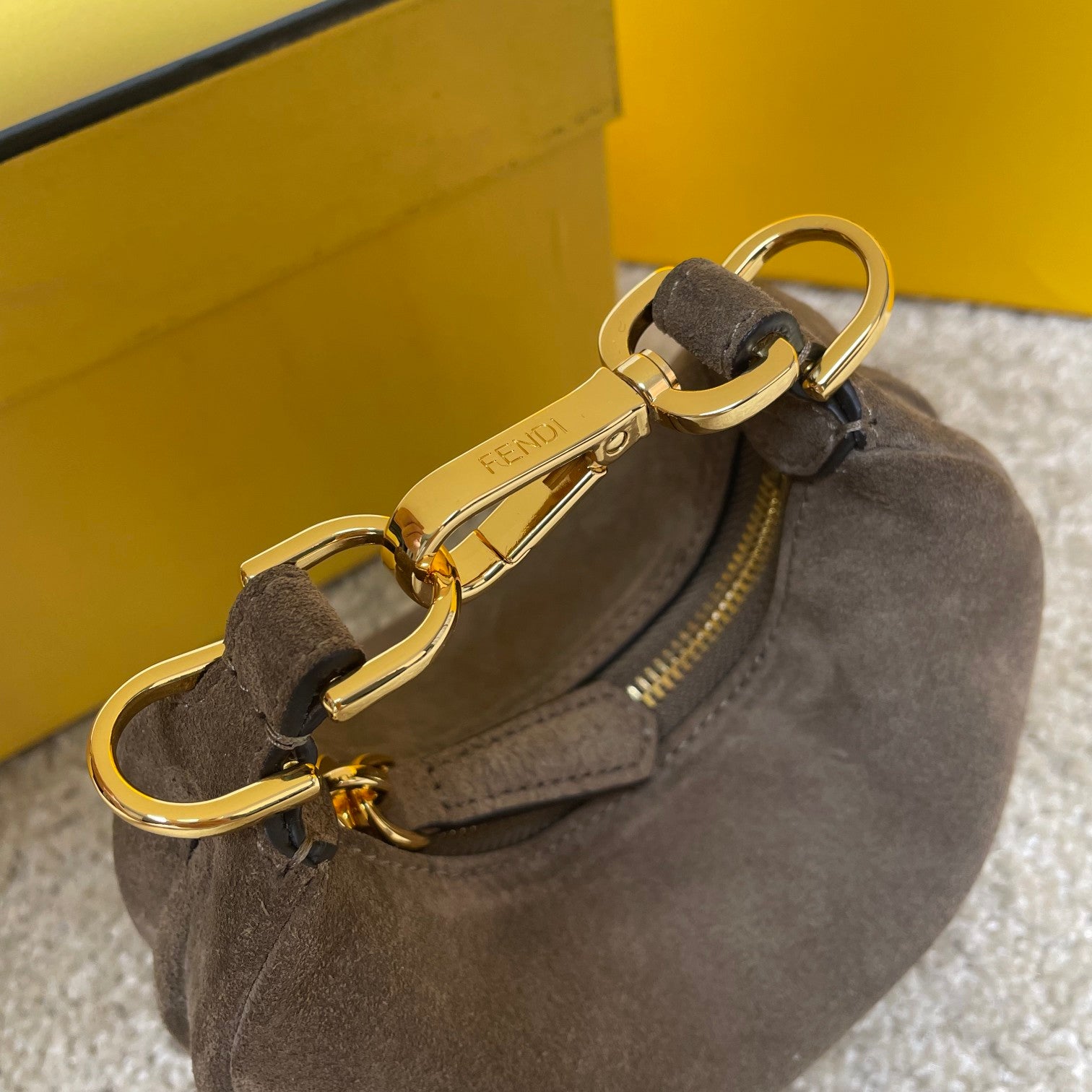 Fendi Fendigraphy Nano Suede Hobo Bag - Grey