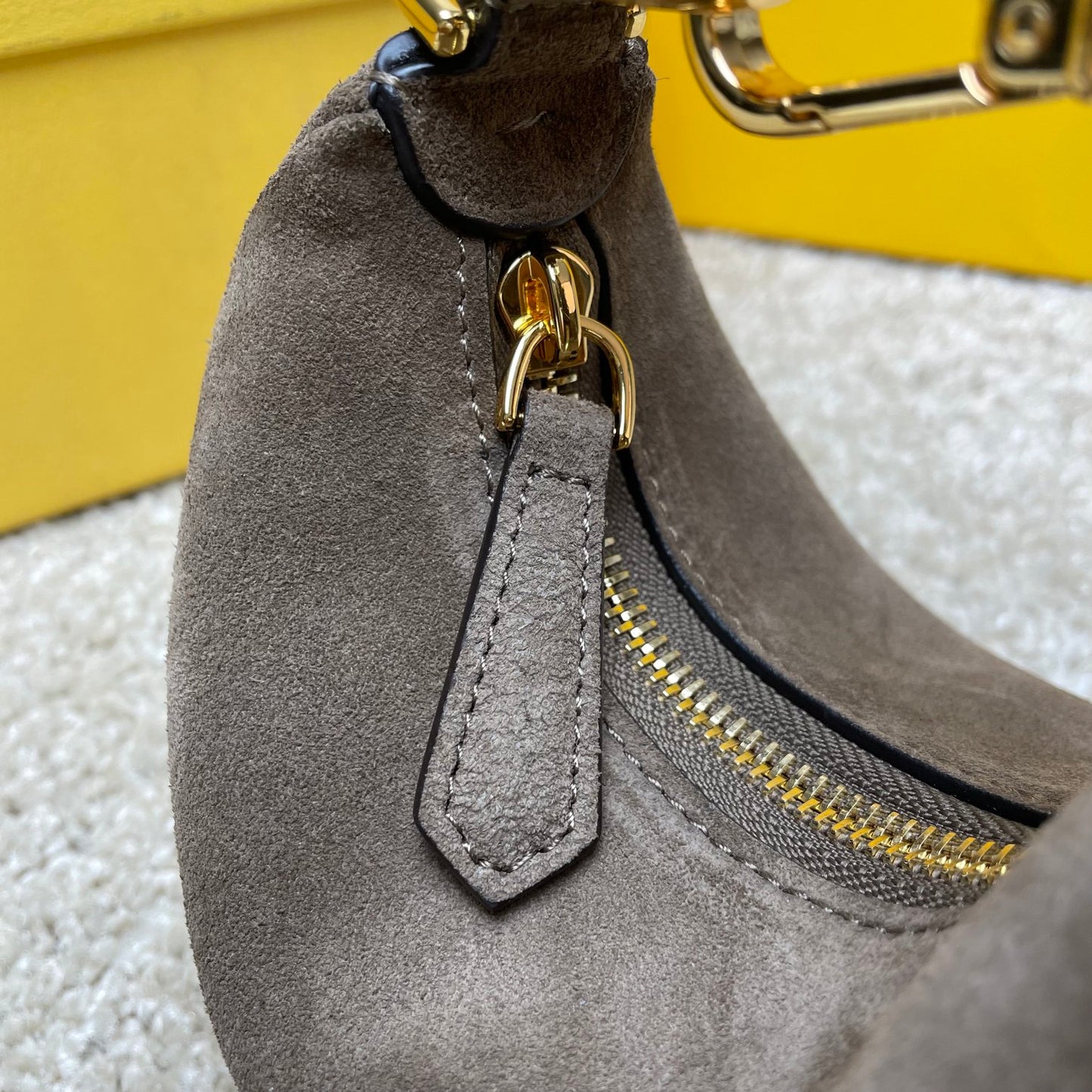 Fendi Fendigraphy Nano Suede Hobo Bag - Grey