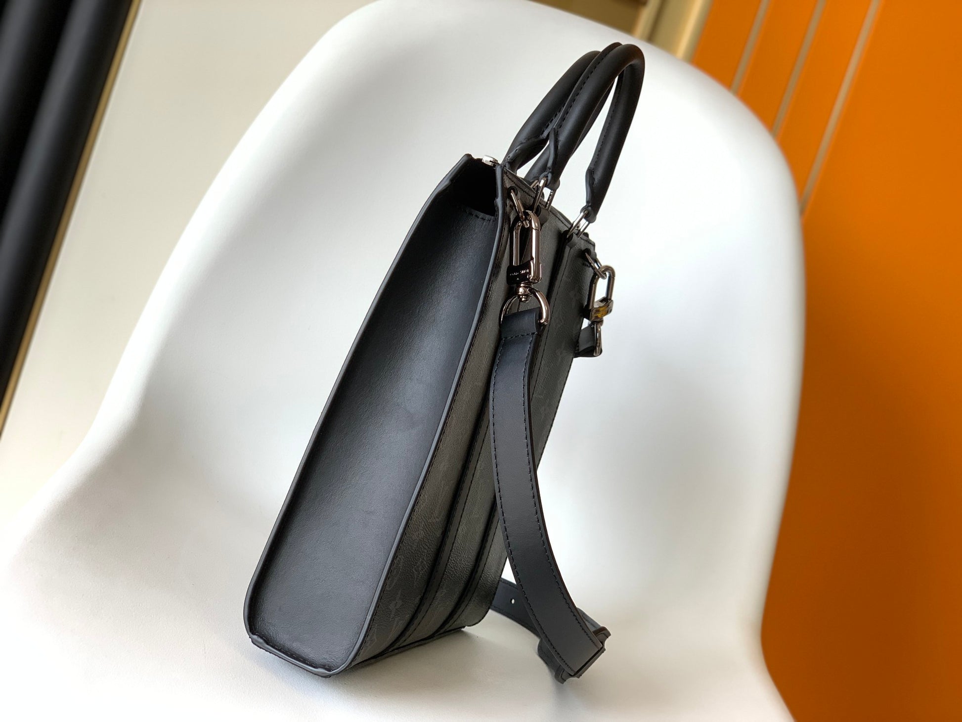 Louis Vuitton Sac Plat Monogram Eclipse Men's Crossbody Bag - Black/Grey