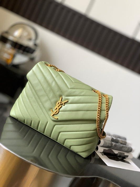 Saint Laurent Loulou Small Chain Bag in Quilted Leather - Mint Green