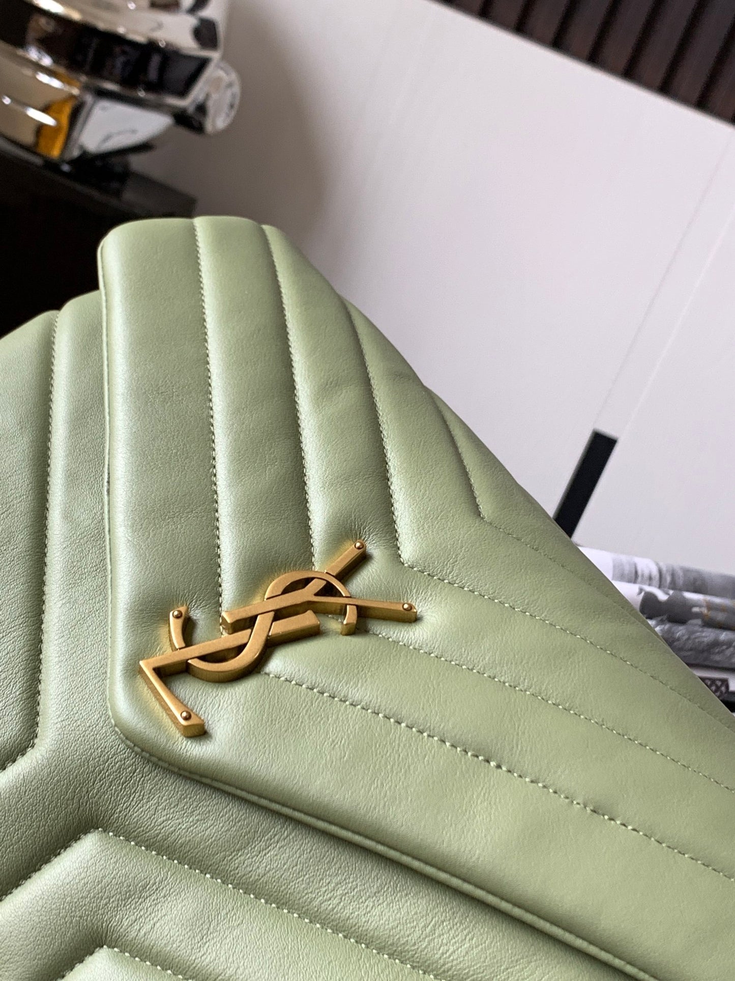 Saint Laurent Loulou Small Chain Bag in Quilted Leather - Mint Green
