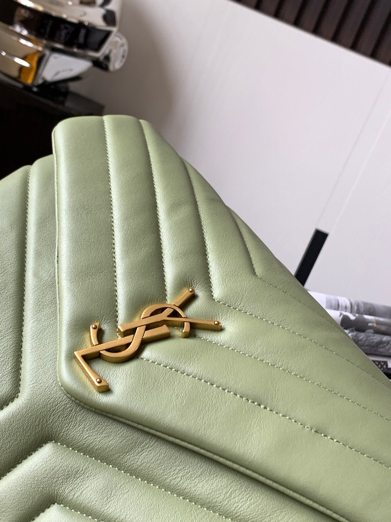 Saint Laurent Loulou Small Chain Bag in Quilted Leather - Mint Green