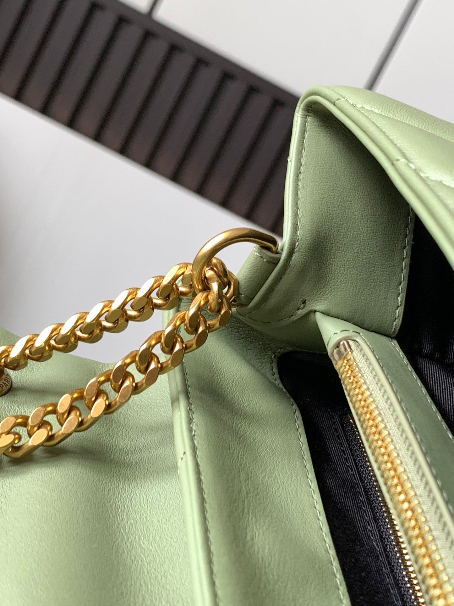 Saint Laurent Loulou Small Chain Bag in Quilted Leather - Mint Green