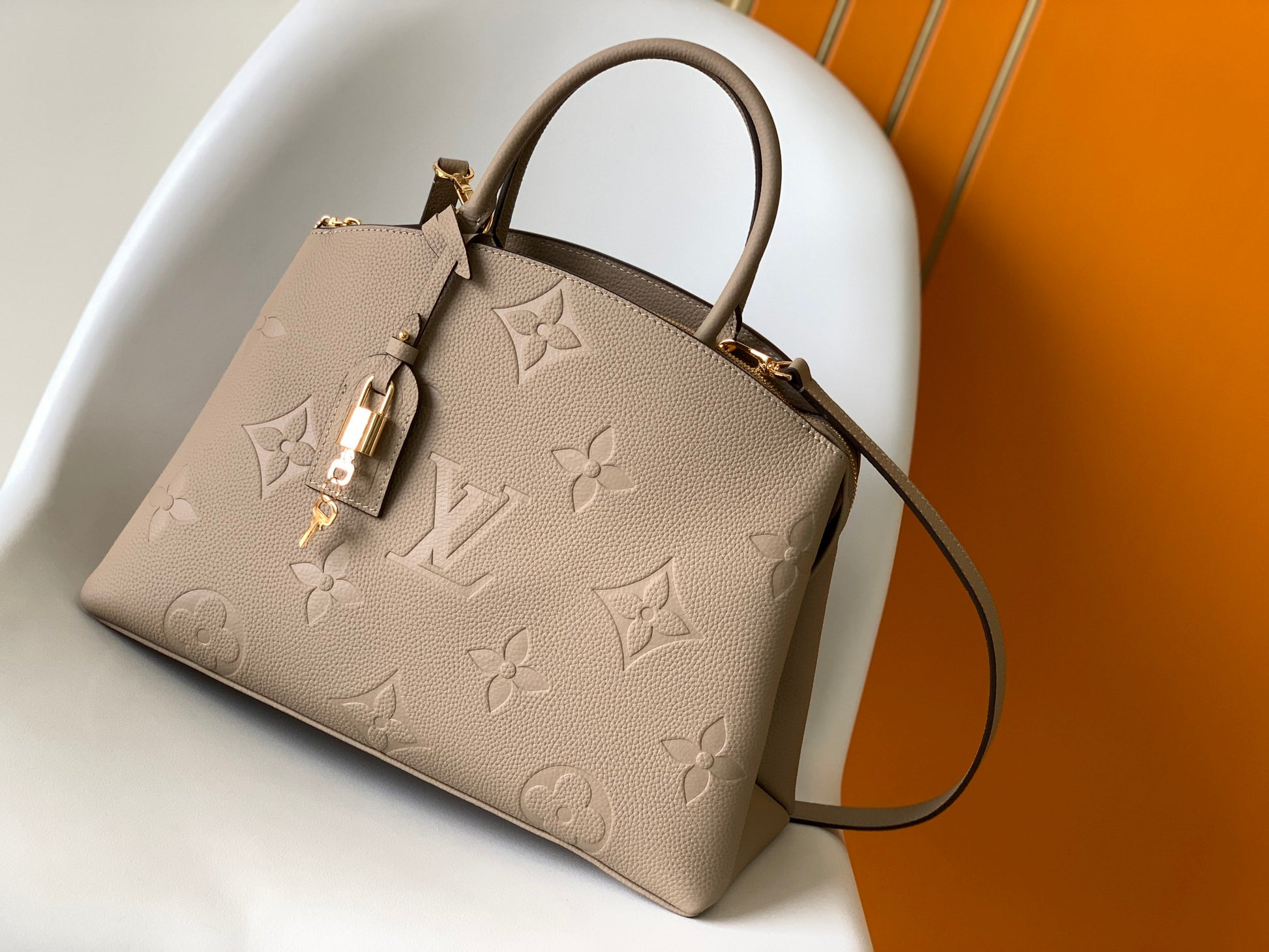 Louis Vuitton Montaigne BB Monogram Empreinte Leather Handbag - Tourterelle