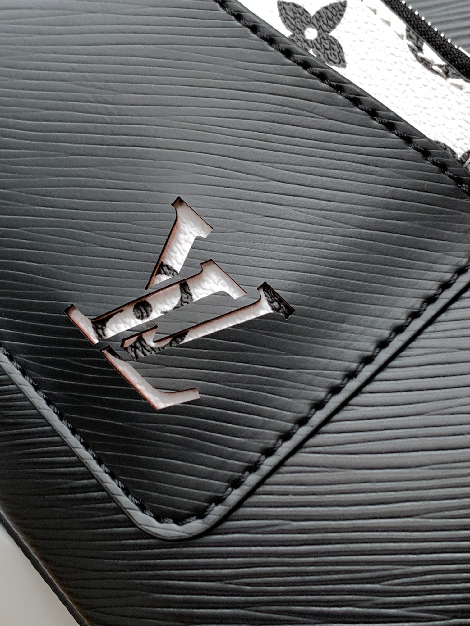 Louis Vuitton Elegant Black Embossed Leather Hobo Shoulder Bag with Pouch