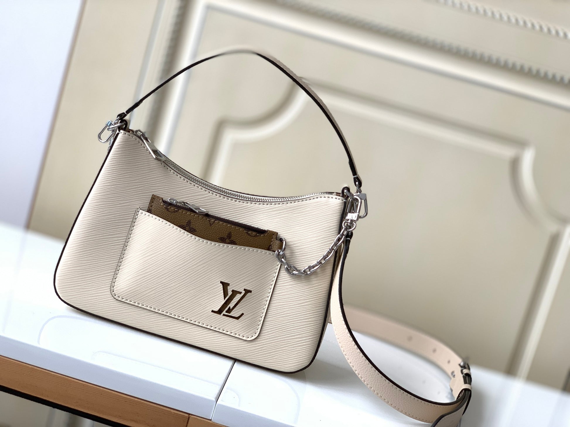 Louis Vuitton Marelle Quartz Epi Leather Shoulder Bag with Monogram Pouch