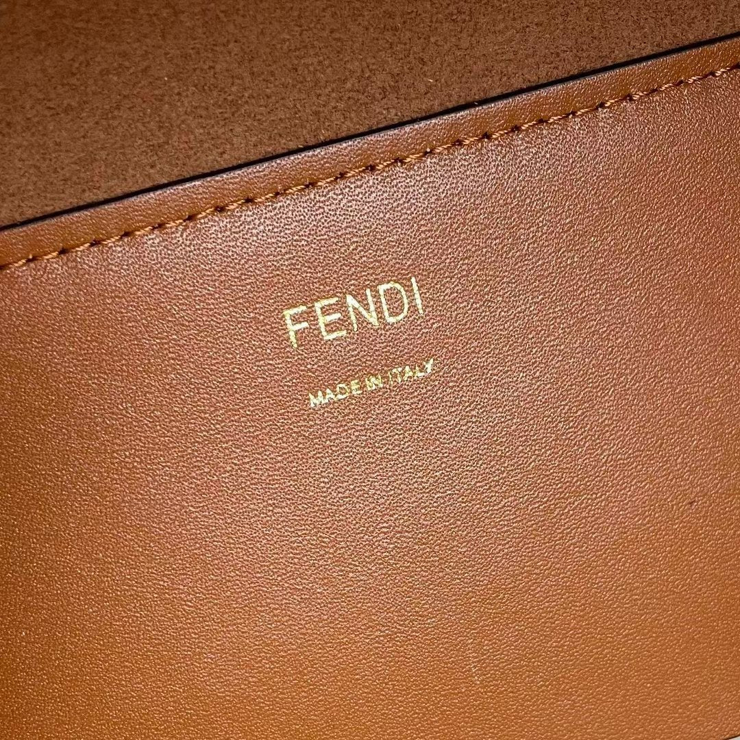 Fendi Sunshine Large Leather Shopper Tote Bag - Tan Brown