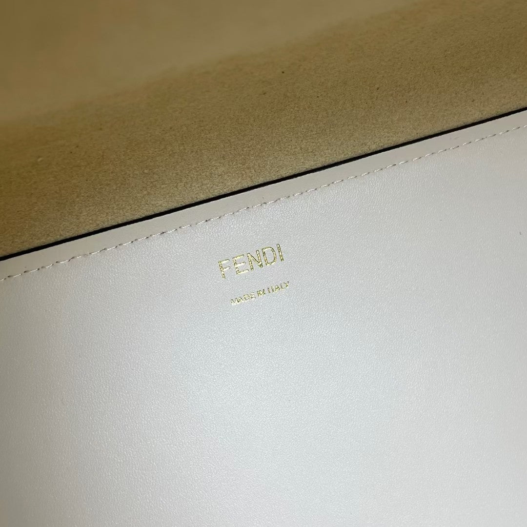 Fendi Sunshine Large Roma Shopper Tote Bag - Cream Canvas with Plexiglass Handles