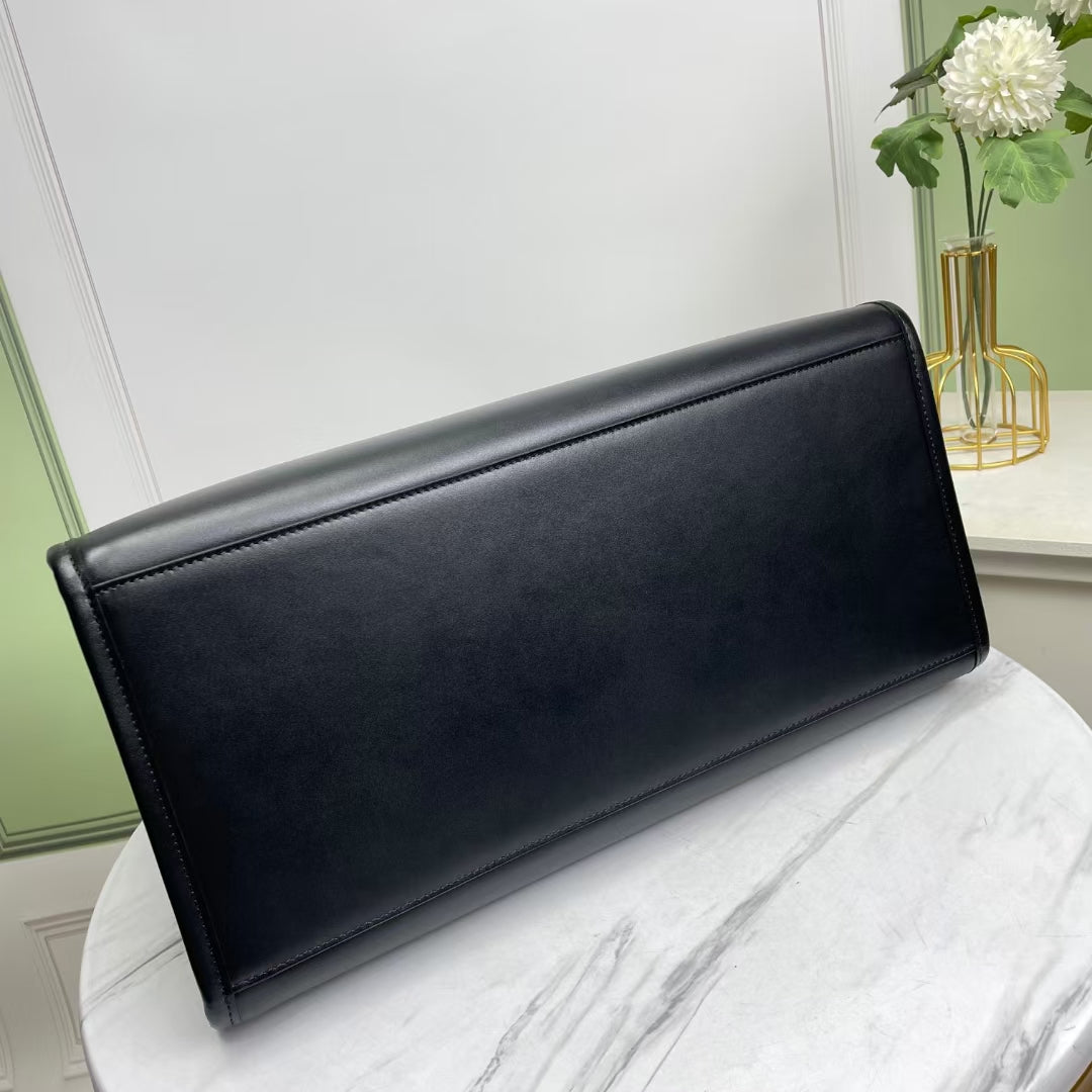 Fendi Sunshine Large Black Leather Tote Bag