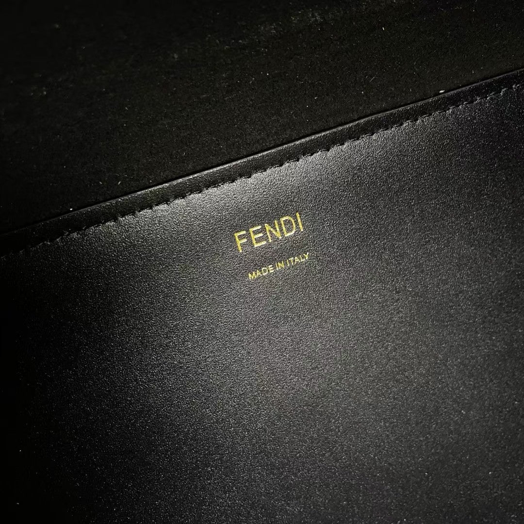 Fendi Sunshine Large Black Leather Tote Bag