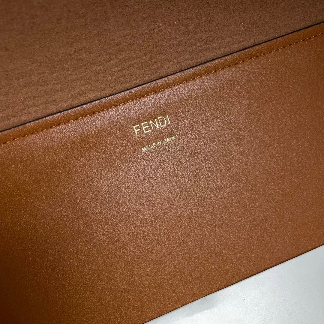 Fendi Sunshine Large Leather Tote Bag - Brown