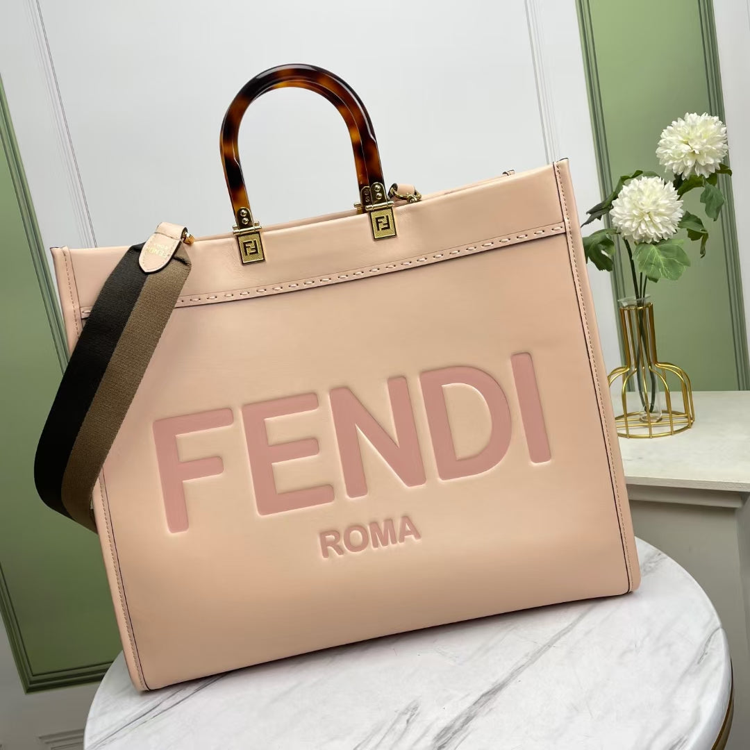 Fendi Sunshine Shopper Large Pink Leather Tote Bag