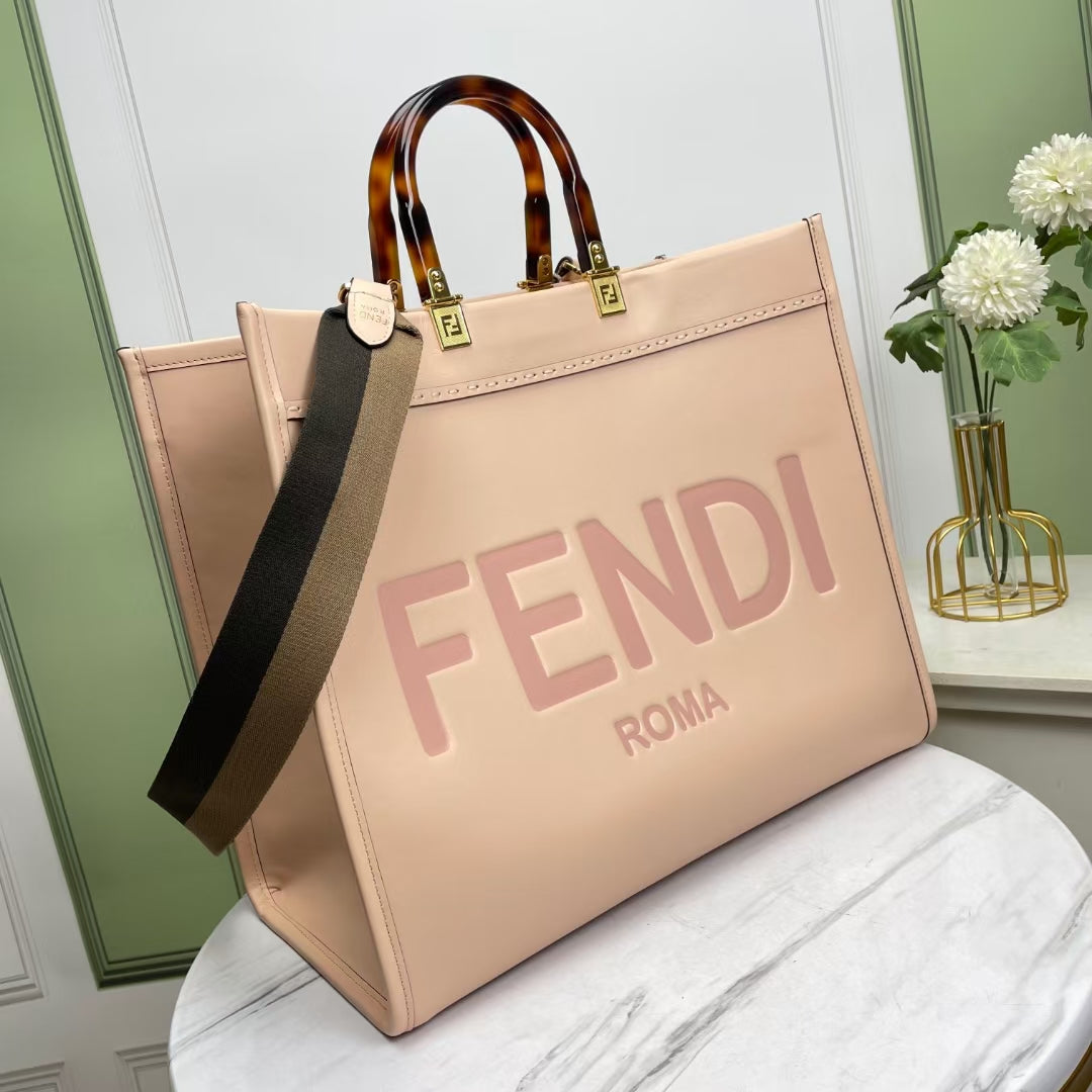 Fendi Sunshine Shopper Large Pink Leather Tote Bag
