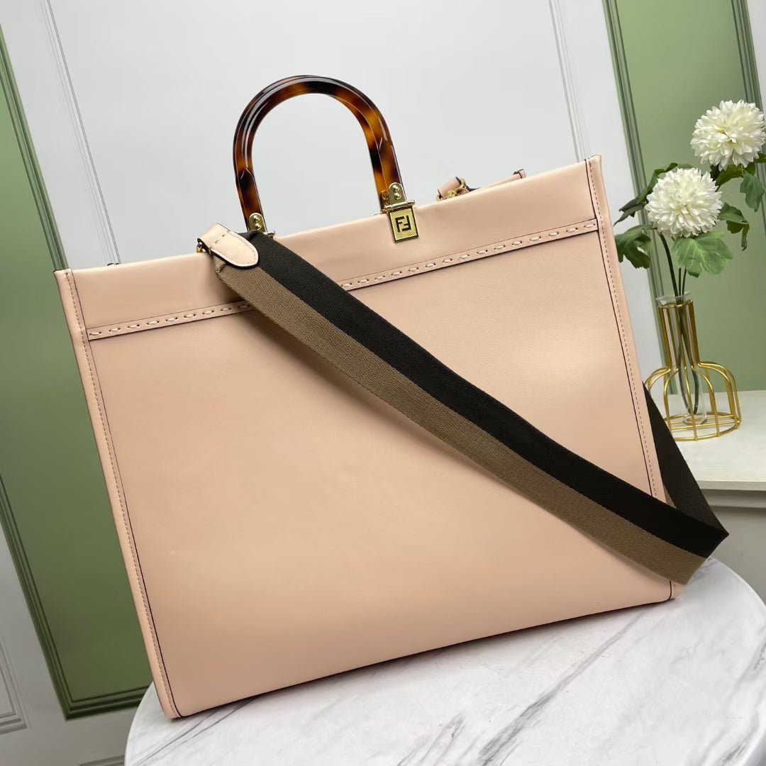 Fendi Sunshine Shopper Large Pink Leather Tote Bag