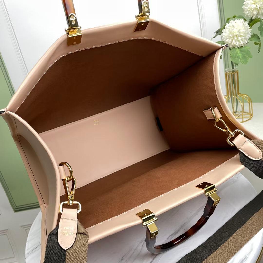 Fendi Sunshine Shopper Large Pink Leather Tote Bag