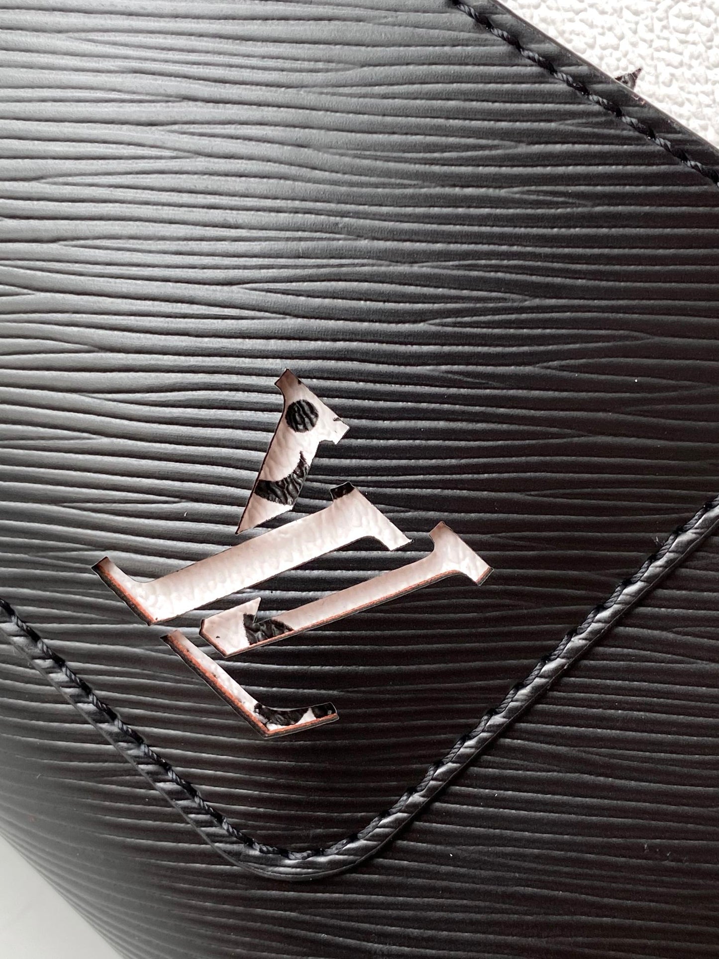 Louis Vuitton Black Leather Top Handle Bag with Monogram Front Pocket