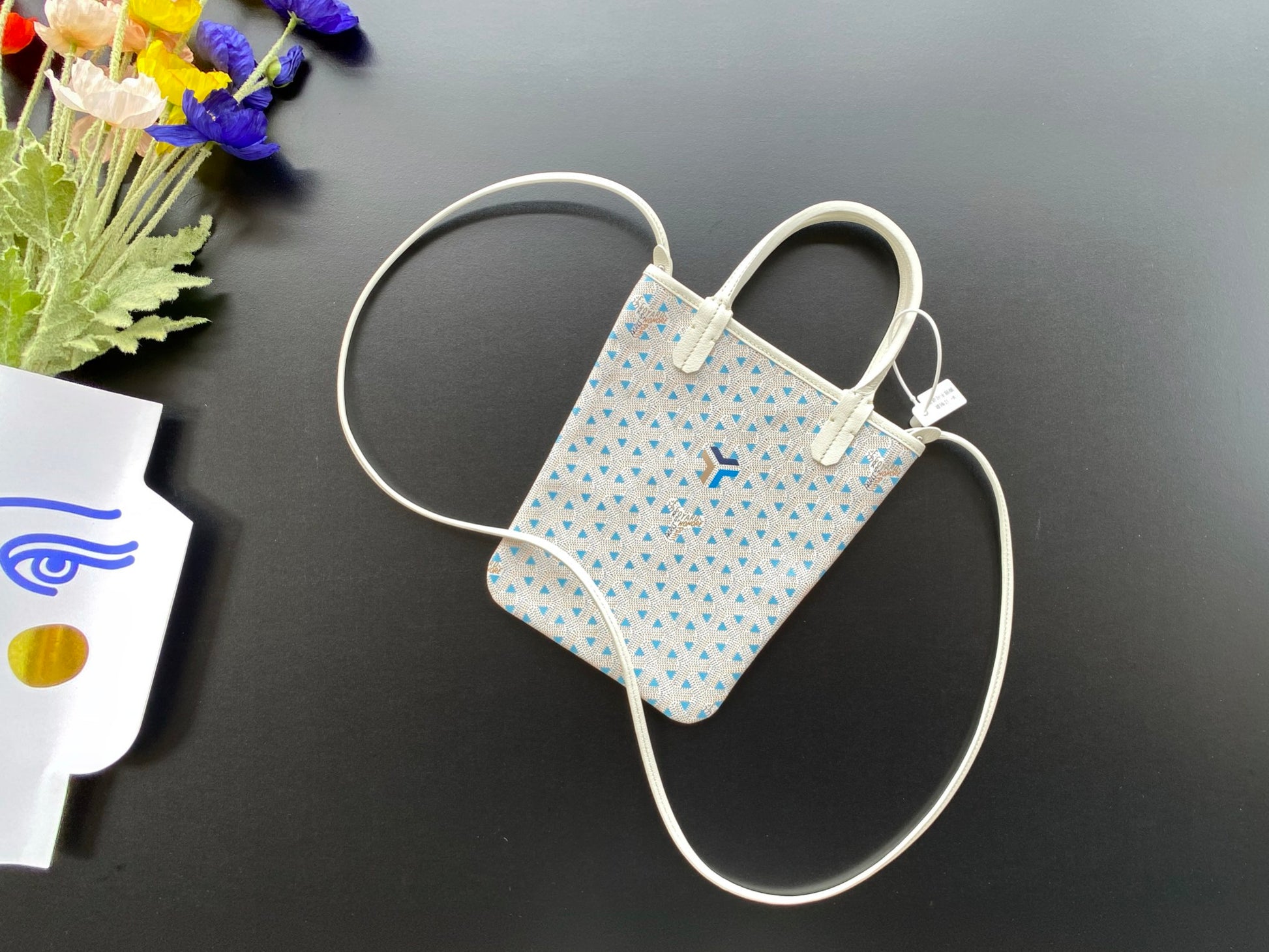 Gogy Mini Floral Canvas Crossbody Bag with Top Handles and Strap