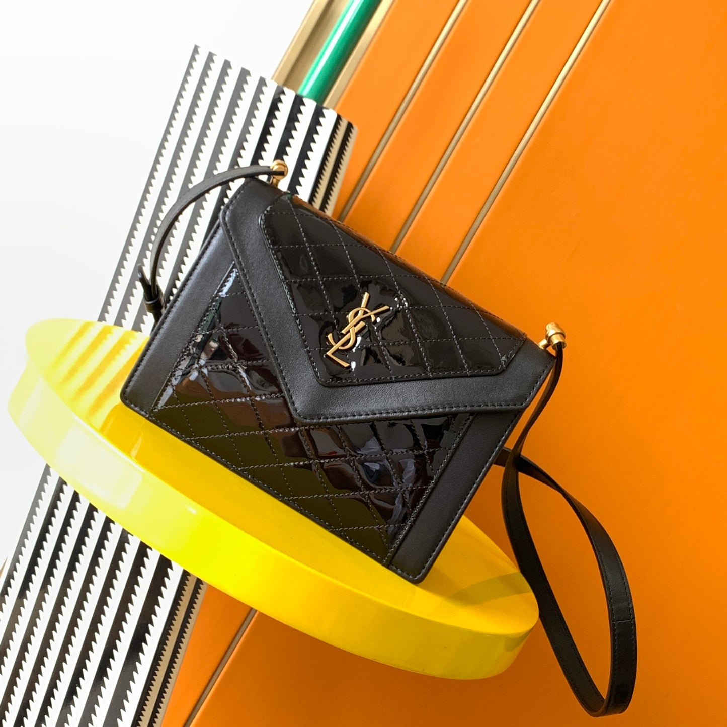 Saint Laurent Gaby Mini Bag in Black Quilted Leather with Gold-Tone YSL Logo