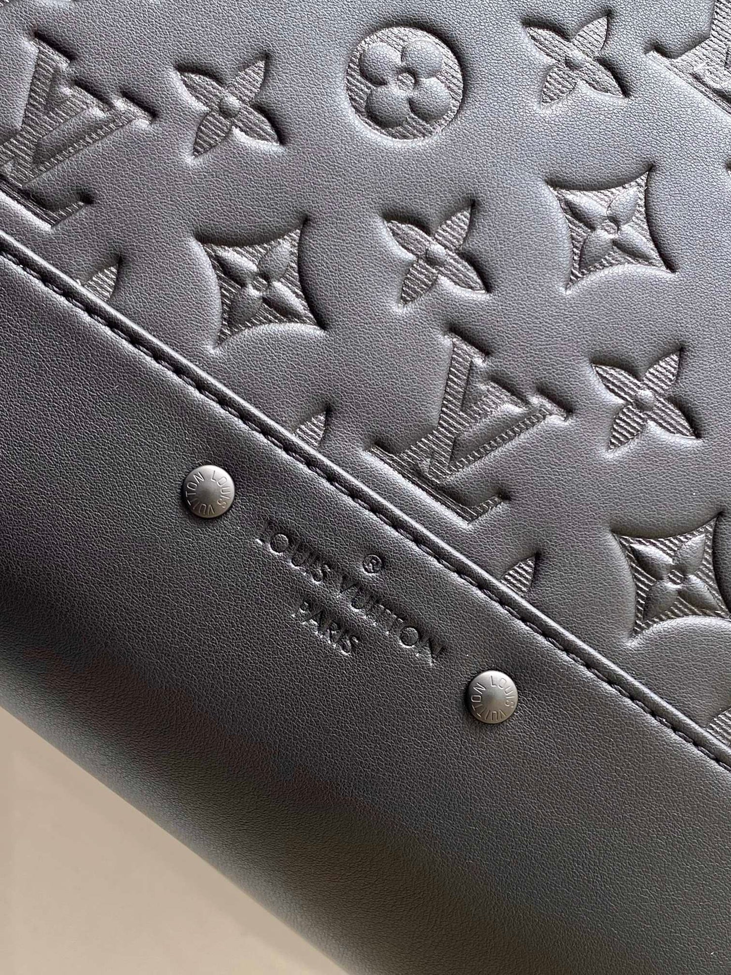 Men's Embossed Monogram Shadow Leather Discovery Backpack - Black