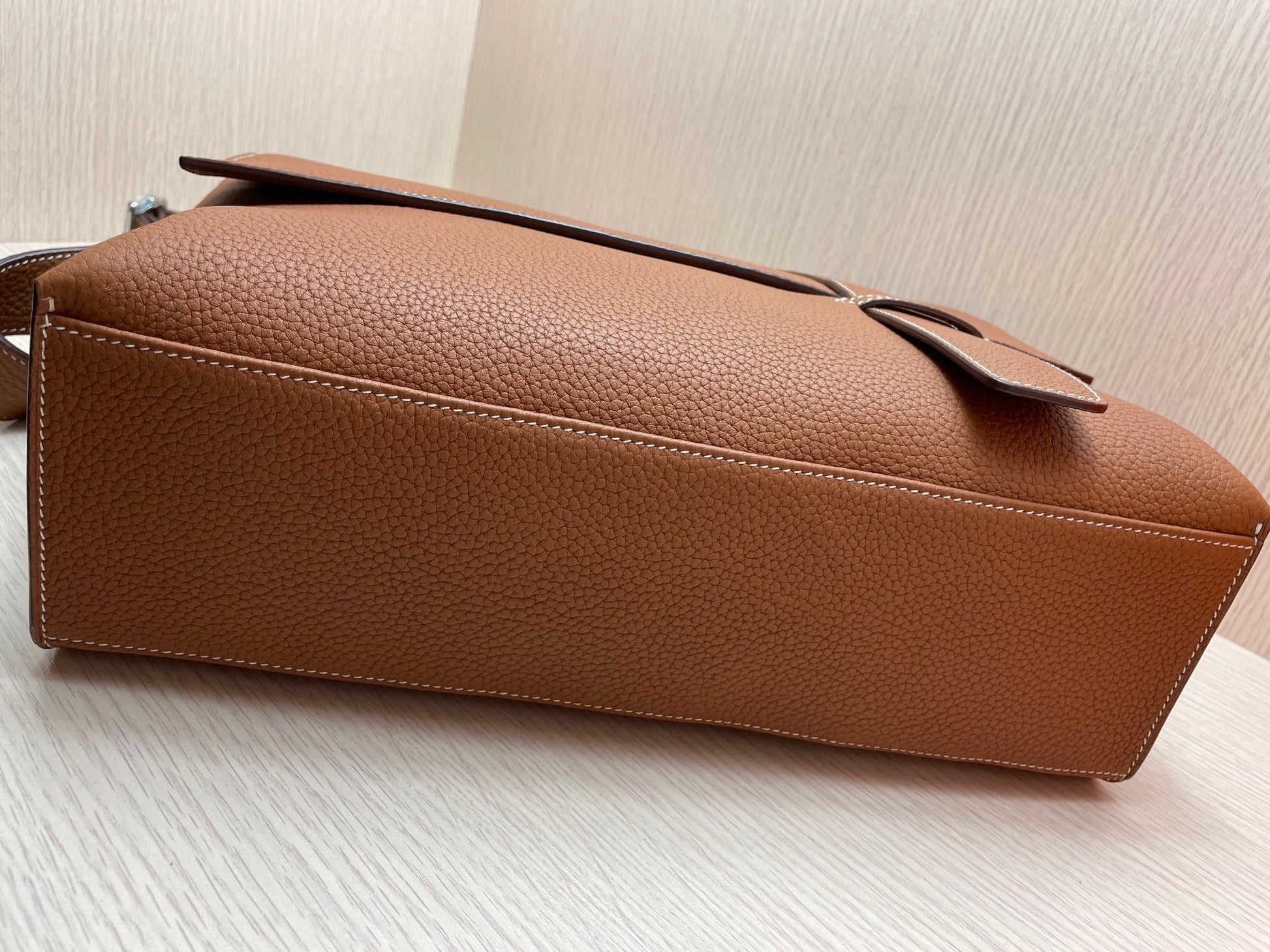 Brown Minimalist Flap Messenger Bag - Adjustable Crossbody Shoulder Bag