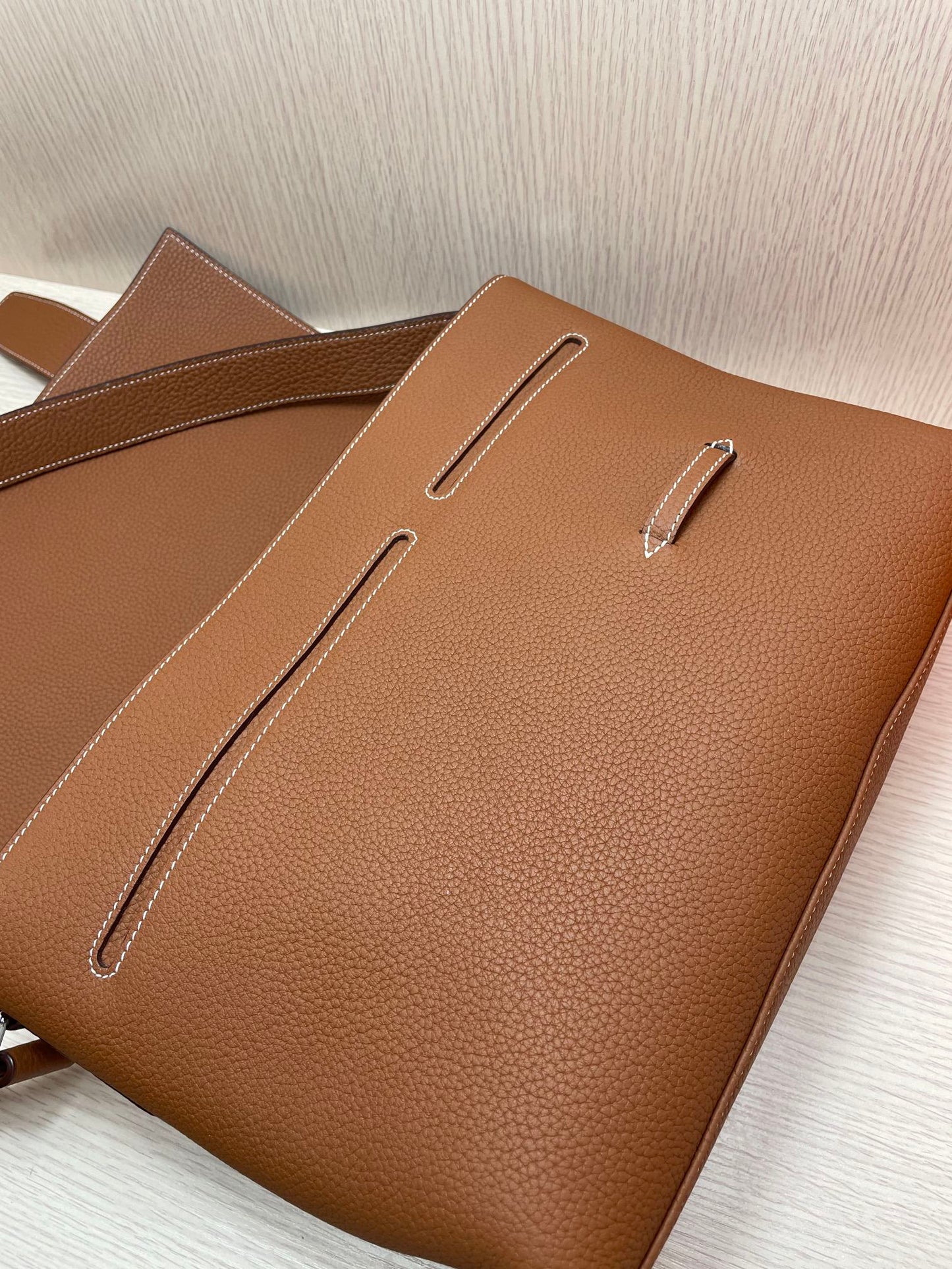 Brown Minimalist Flap Messenger Bag - Adjustable Crossbody Shoulder Bag