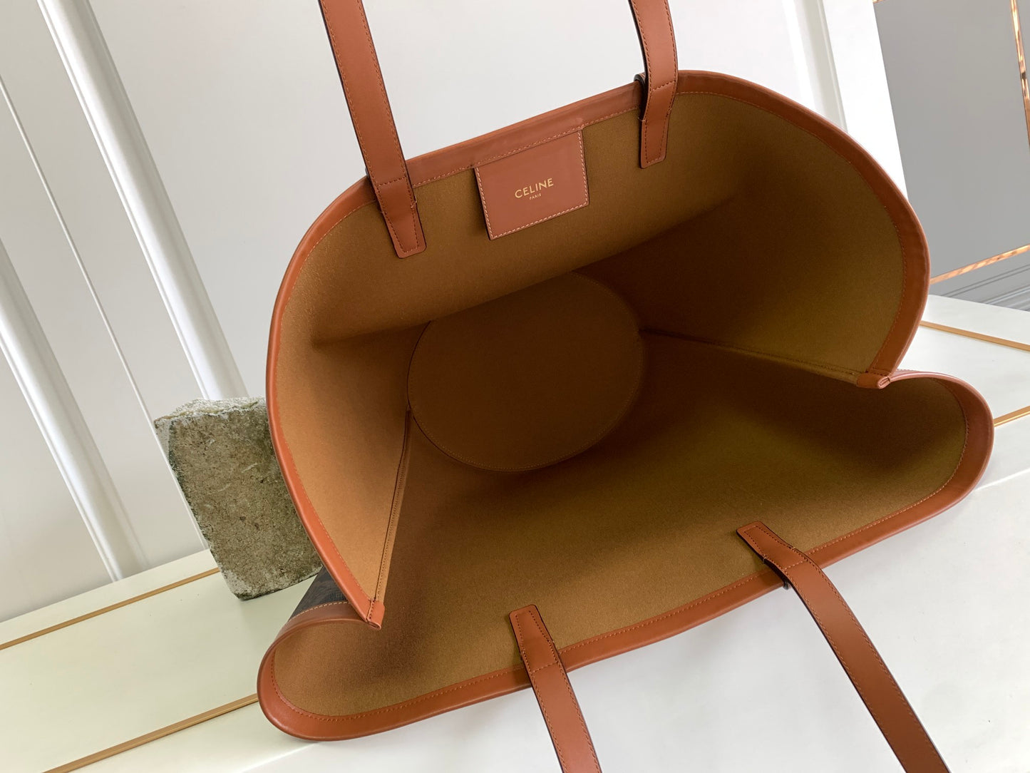 Celine Triomphe Canvas Large Cabas Tote Bag - Tan/Brown