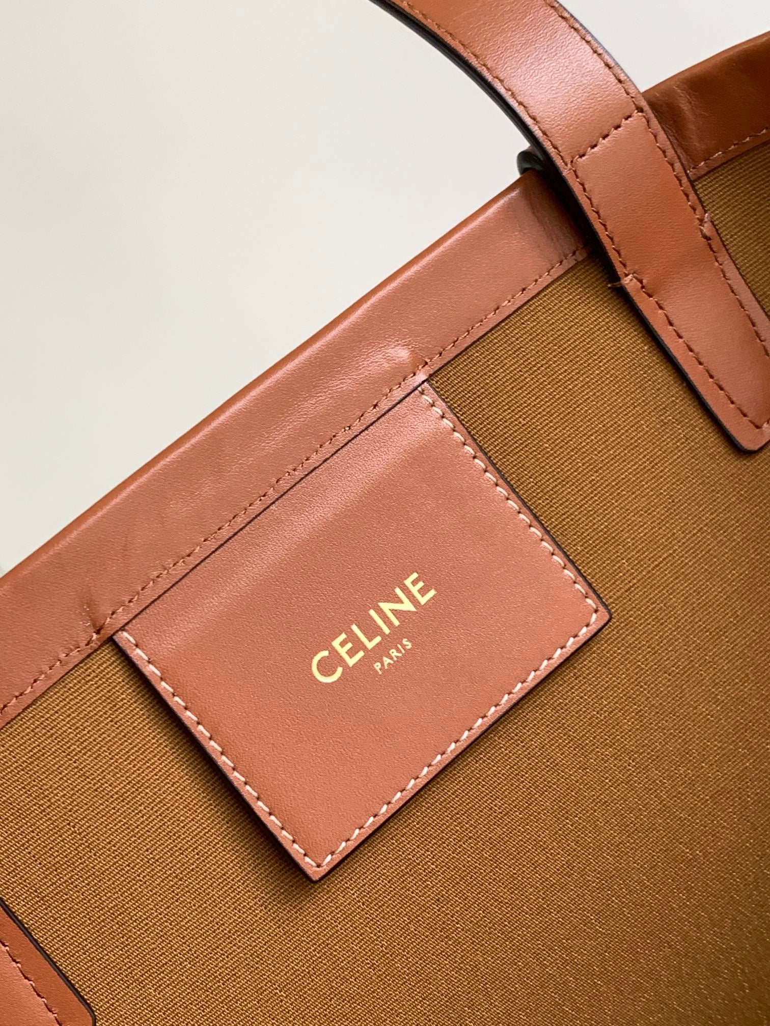 Celine Triomphe Canvas Large Cabas Tote Bag - Tan/Brown