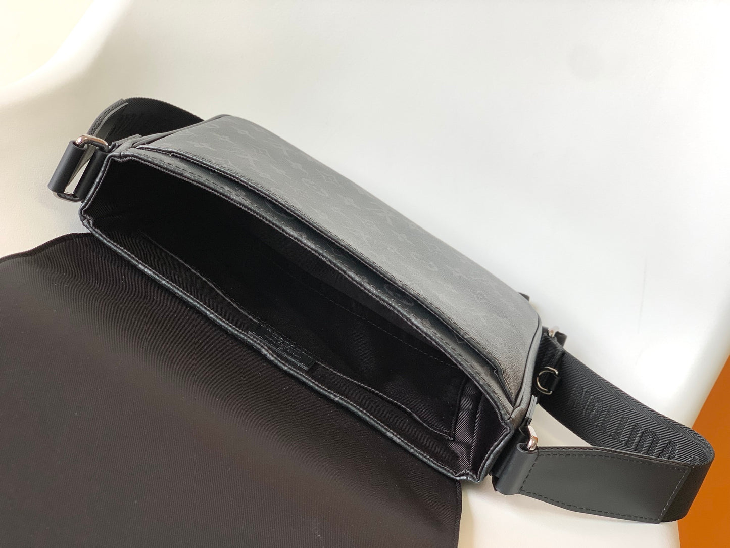 Louis Vuitton Black Monogram Canvas Messenger Bag with Adjustable Crossbody Strap