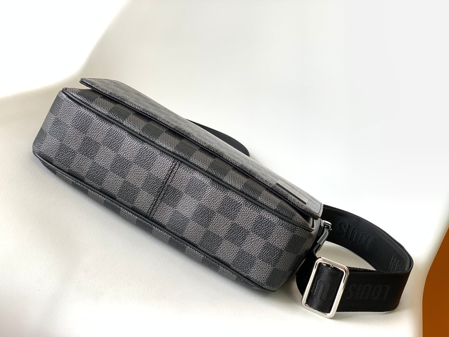 Louis Vuitton Black and Grey Checkered Canvas Crossbody Shoulder Messenger Bag