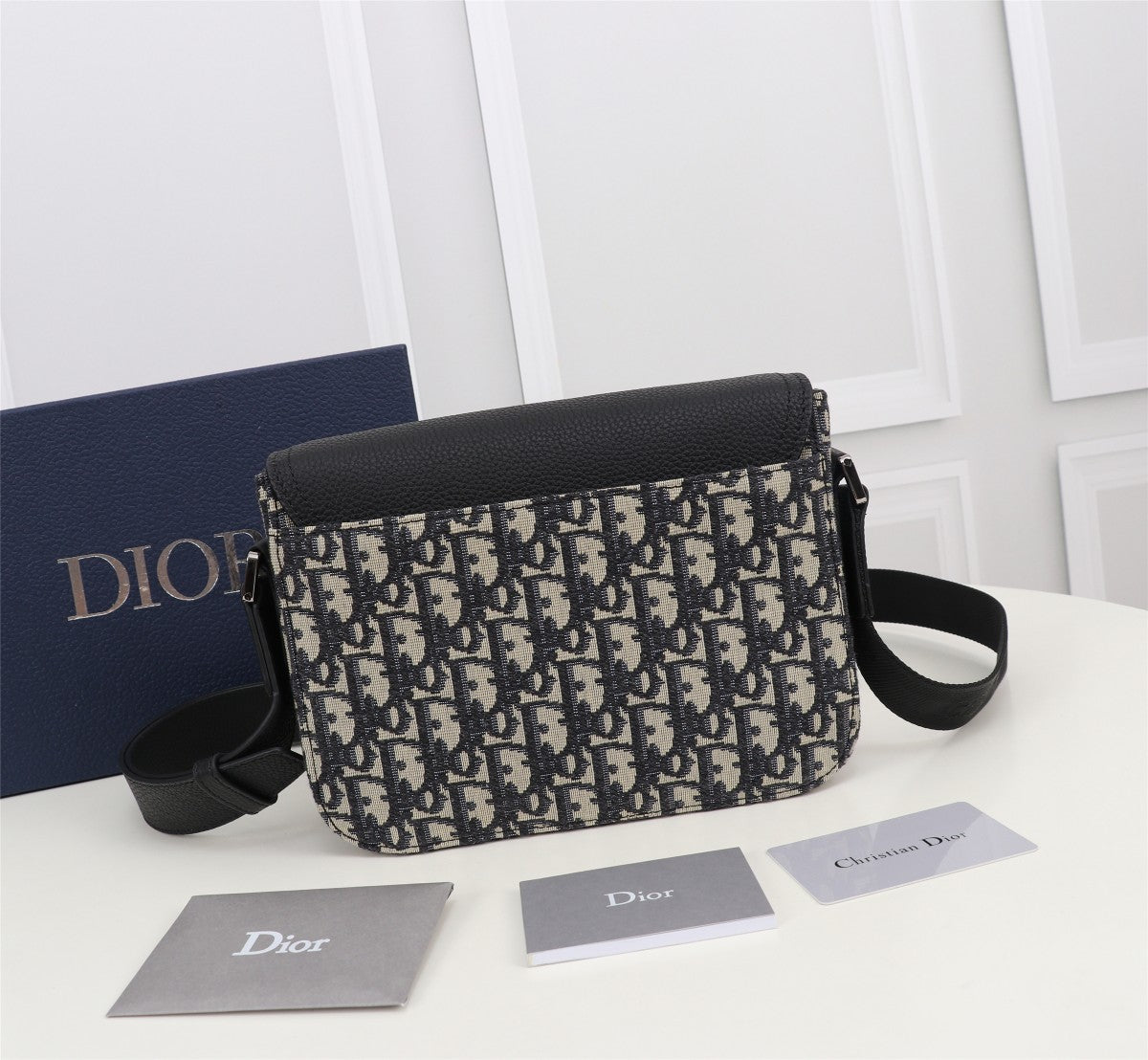 Dior Oblique Messenger Bag - Black and Beige Canvas Crossbody Bag