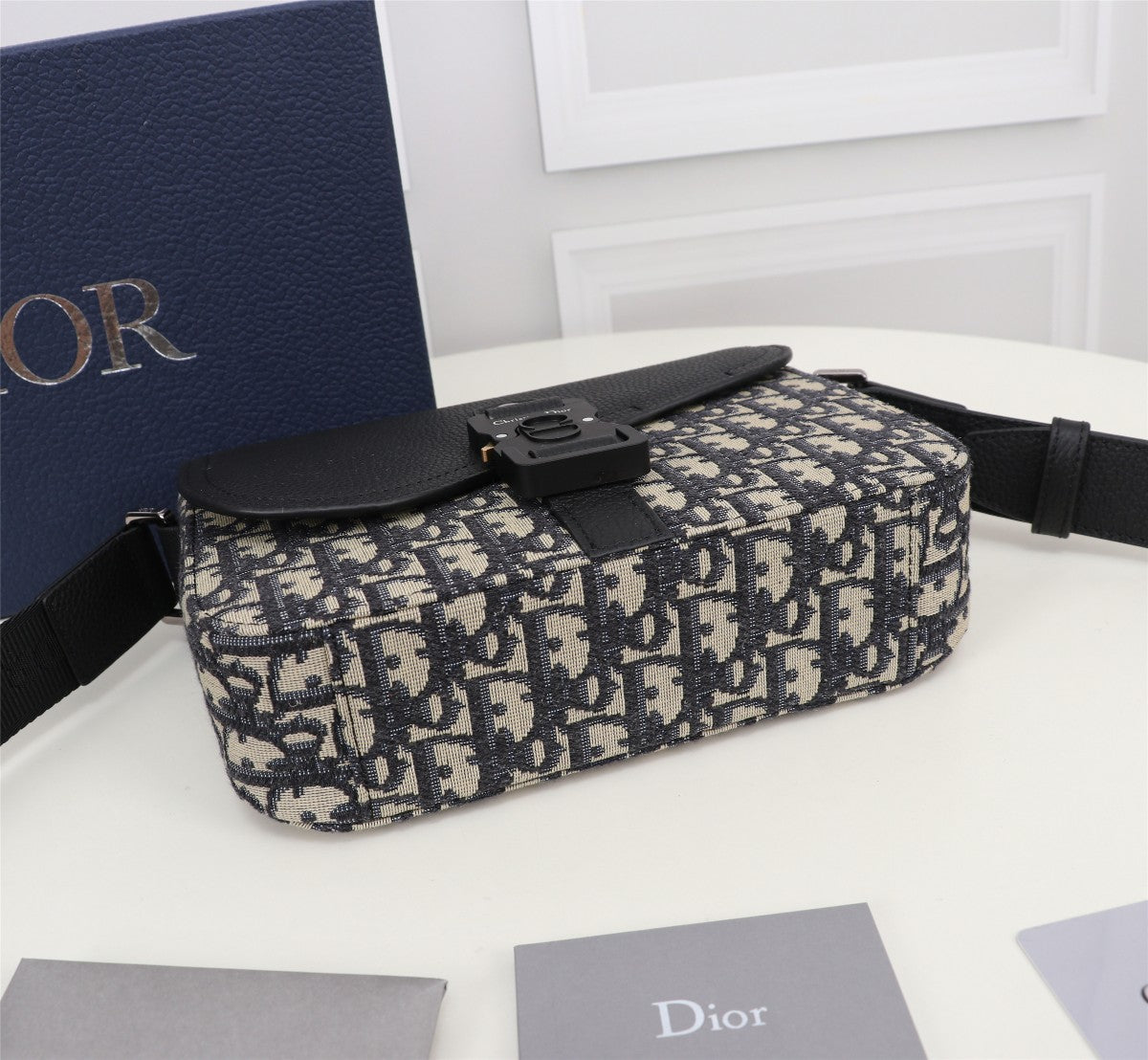 Dior Oblique Messenger Bag - Black and Beige Canvas Crossbody Bag