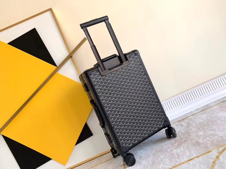 Luxury Black Diamond Pattern Hardshell Spinner Carry-on Suitcase