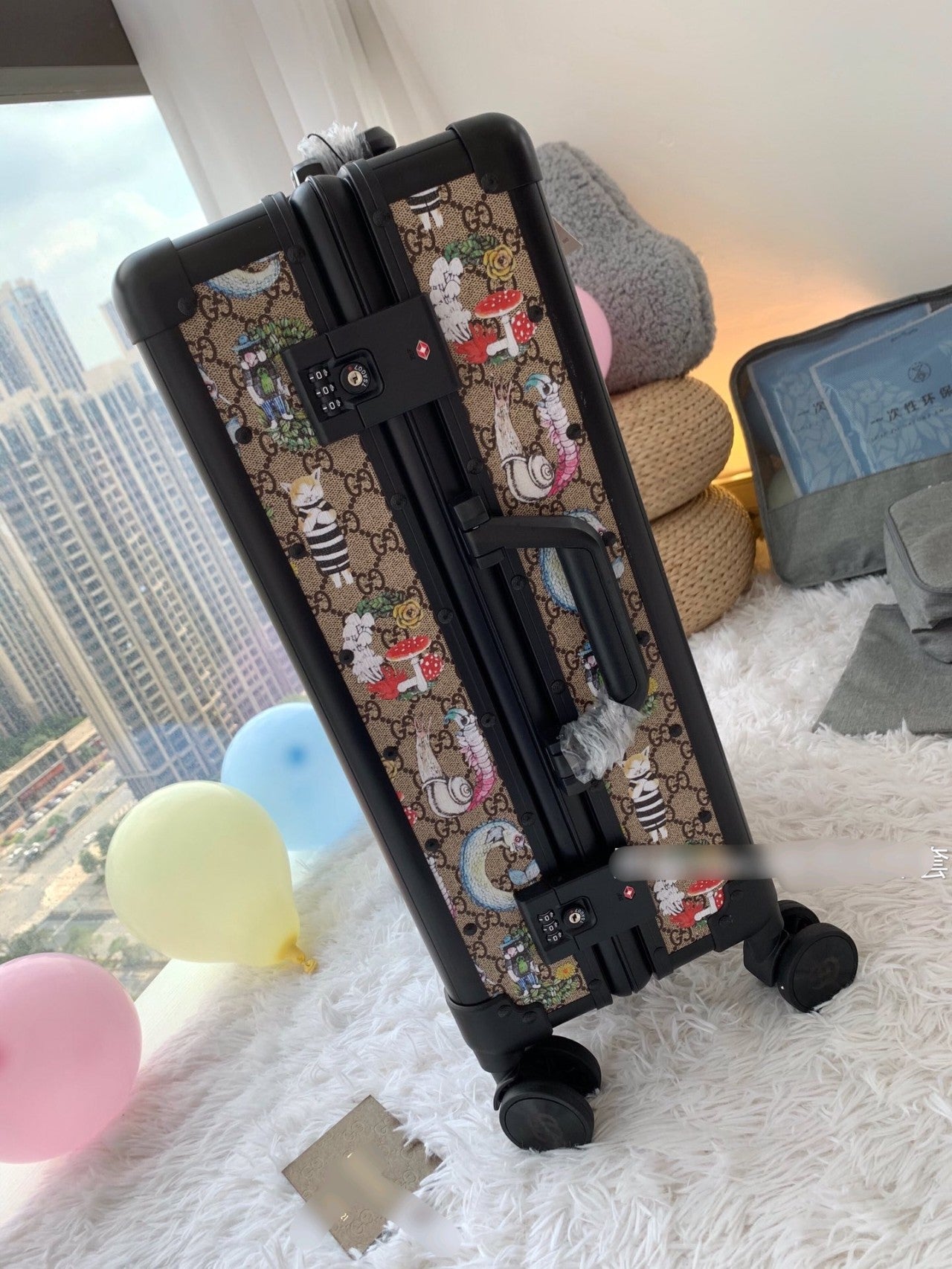 Cute Cartoon Monogram Hardside Spinner Suitcase Travel Luggage