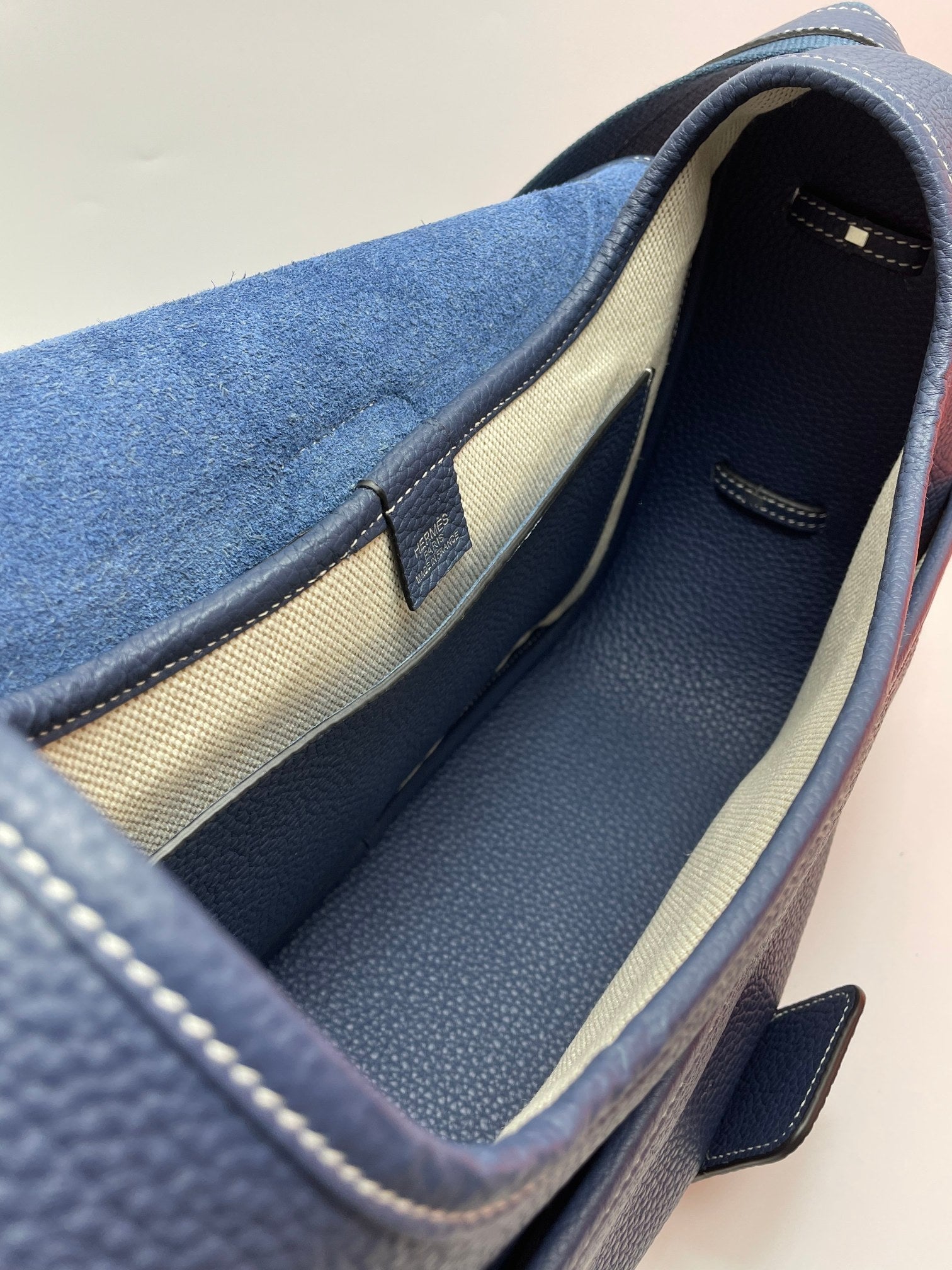 Luxury Navy Blue Leather Messenger Crossbody Bag - Adjustable Strap