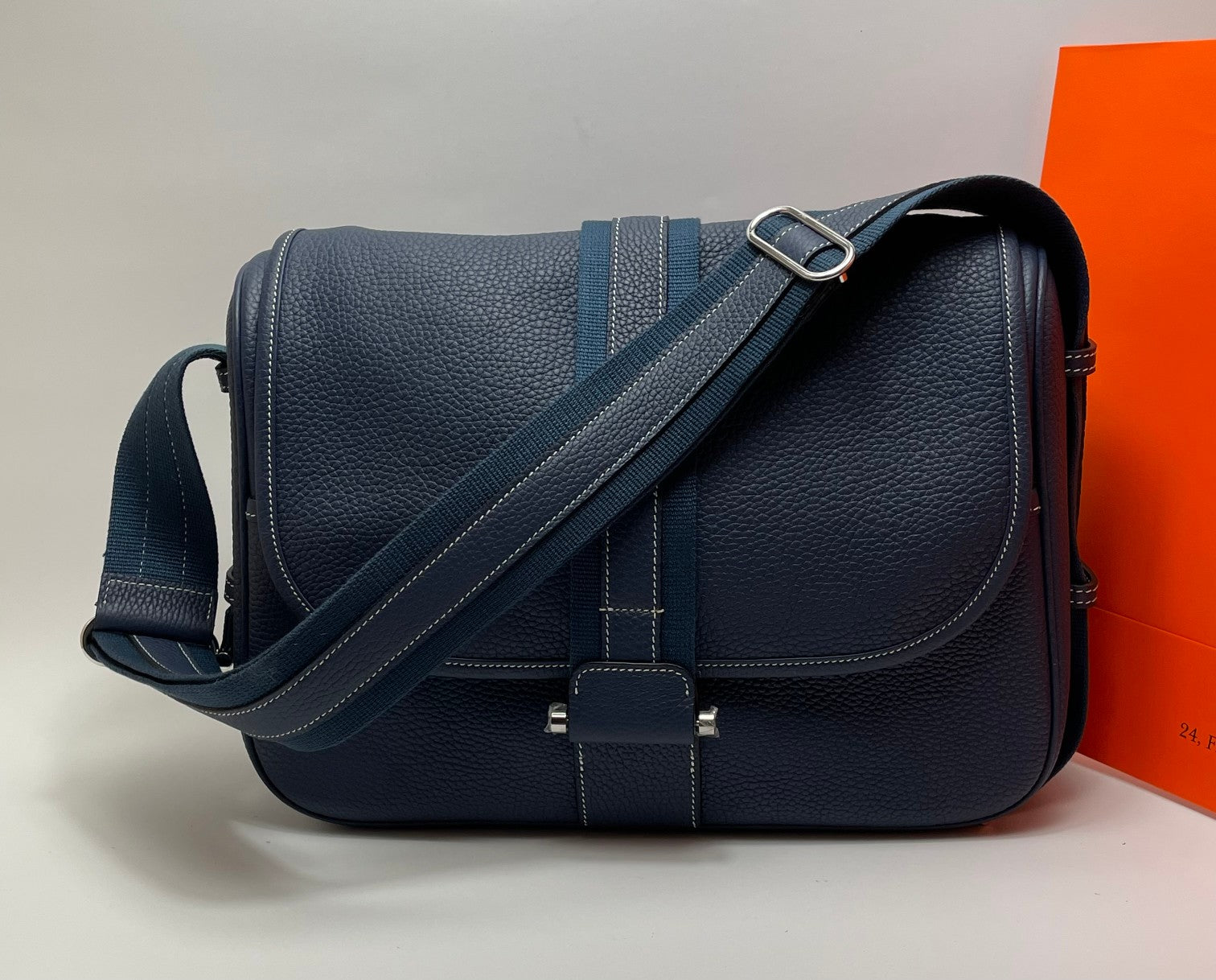 Hermès Jypsiere Messenger Bag - Etoupe Taurillon Clemence Leather - Silver Hardware