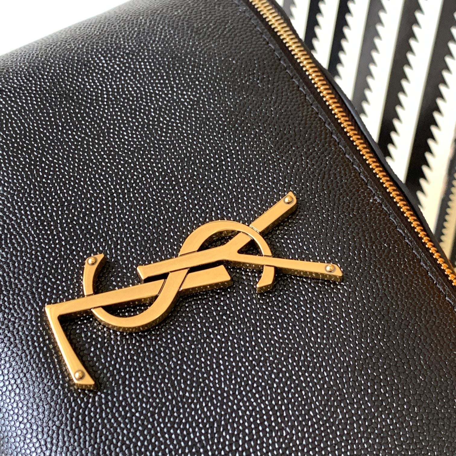 Saint Laurent Monogram Black Leather Belt Bag with Gold Hardware
