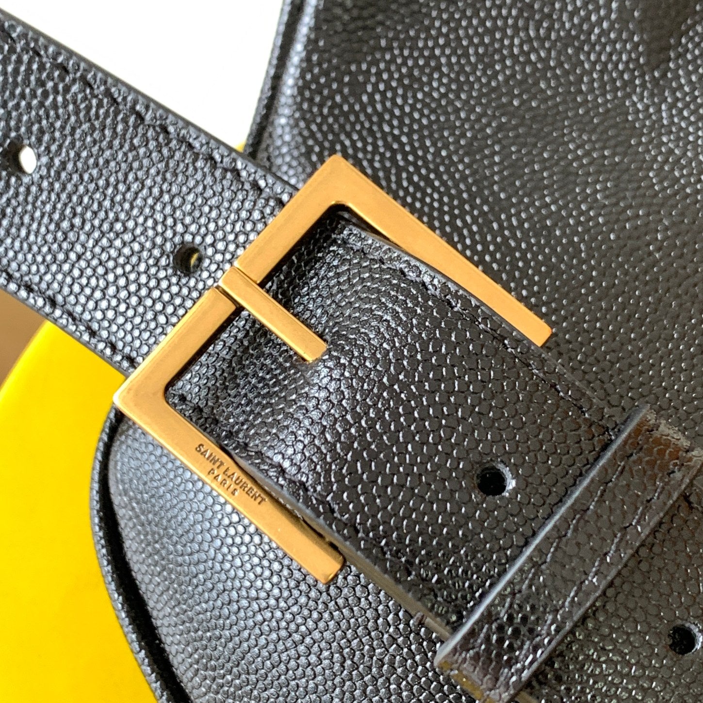 Saint Laurent Monogram Black Leather Belt Bag with Gold Hardware