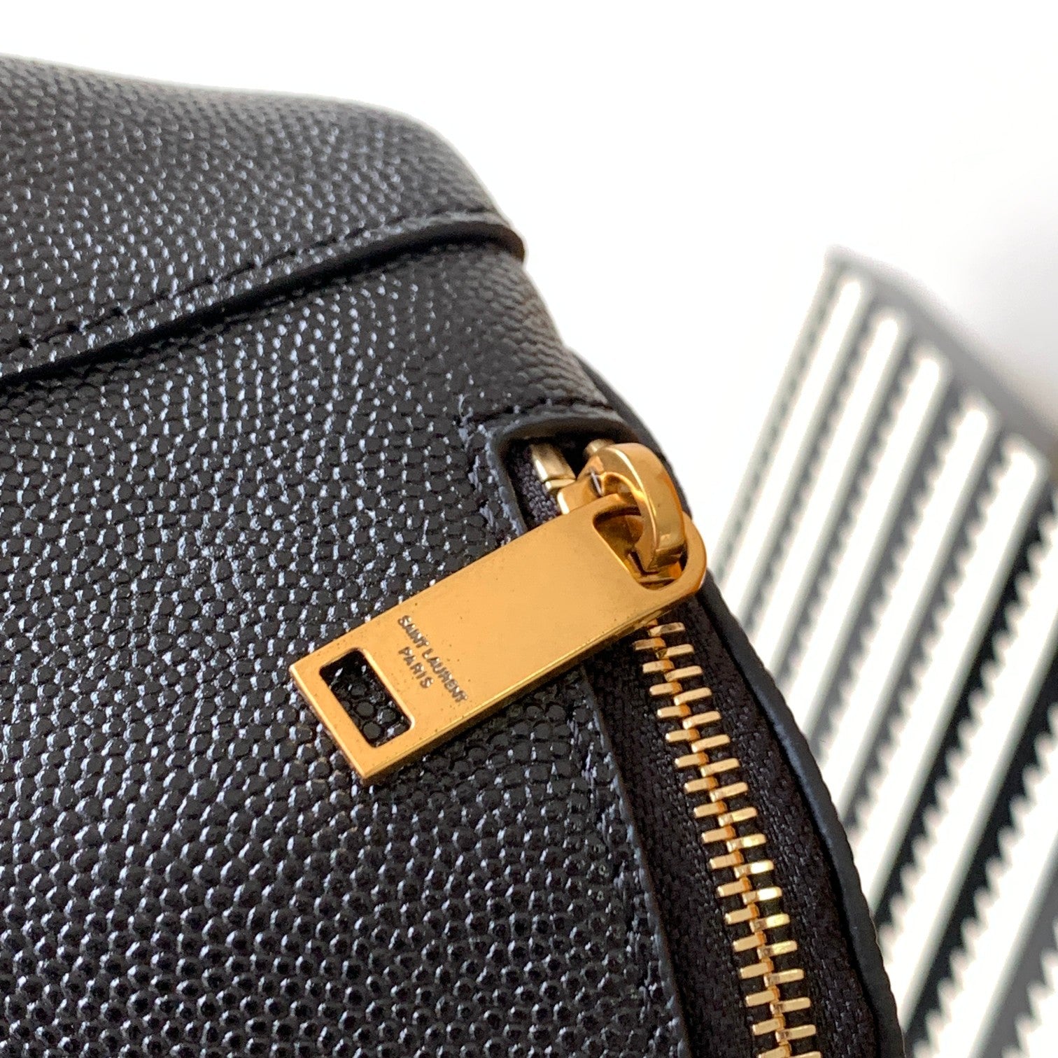 Saint Laurent Monogram Black Leather Belt Bag with Gold Hardware