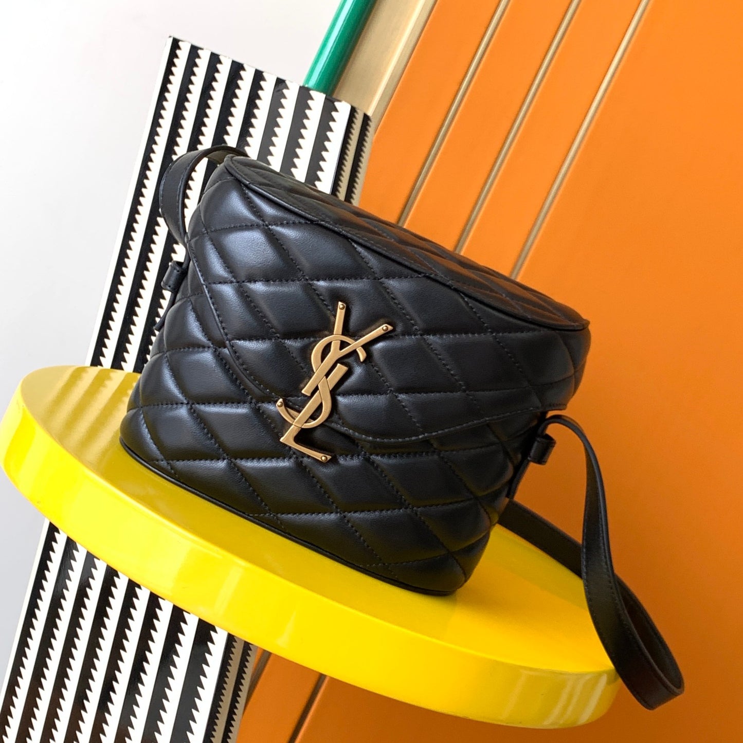 Saint Laurent June Quilted Leather Camera Bag - Black