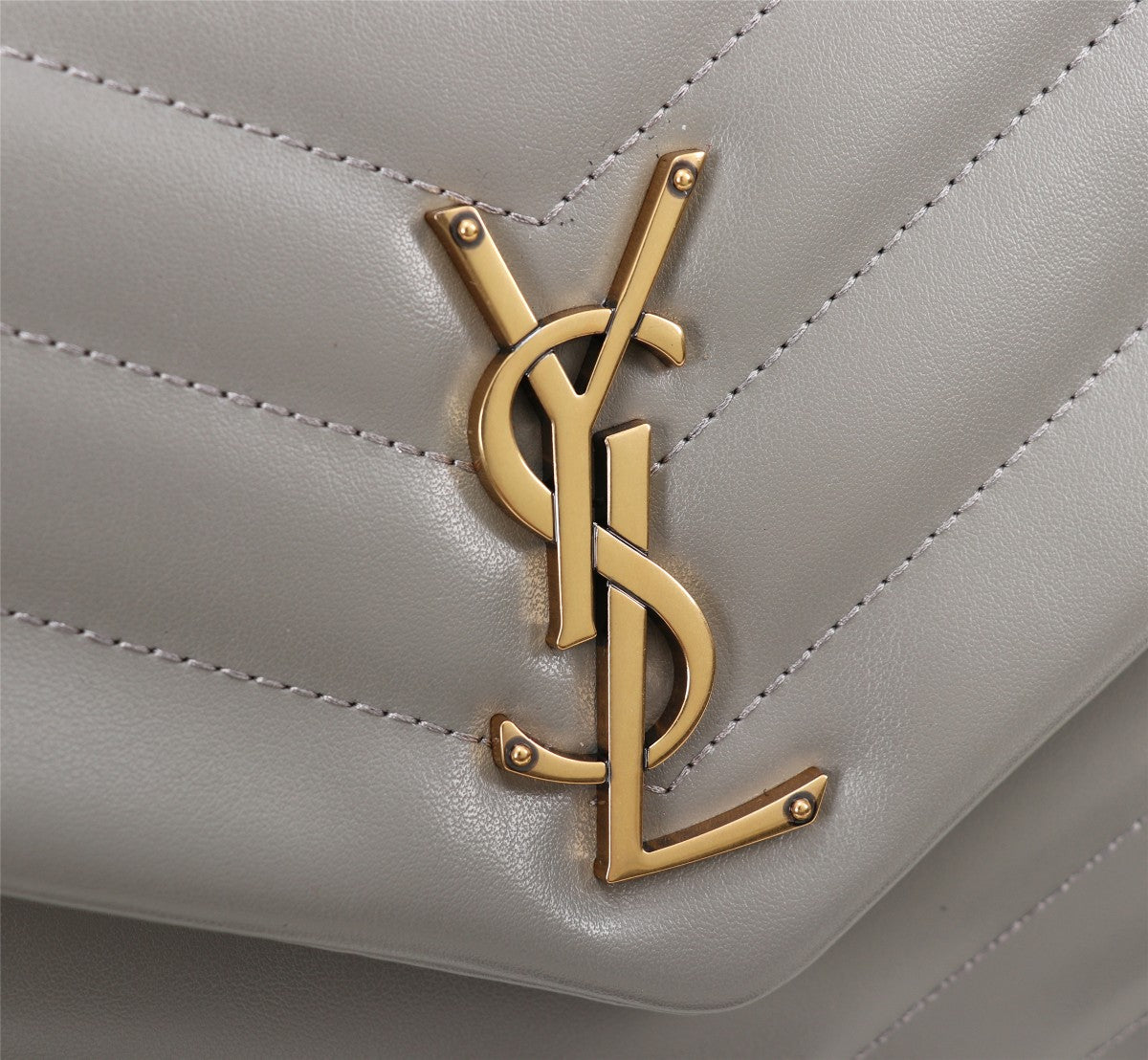 Saint Laurent Loulou Medium Chain Bag in Matelassé Leather - Grey