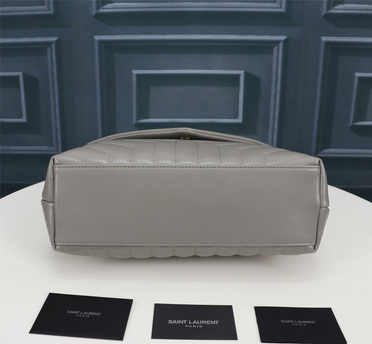 Saint Laurent Small Loulou Quilted Leather Shoulder Bag - Grey with Gold Hardware