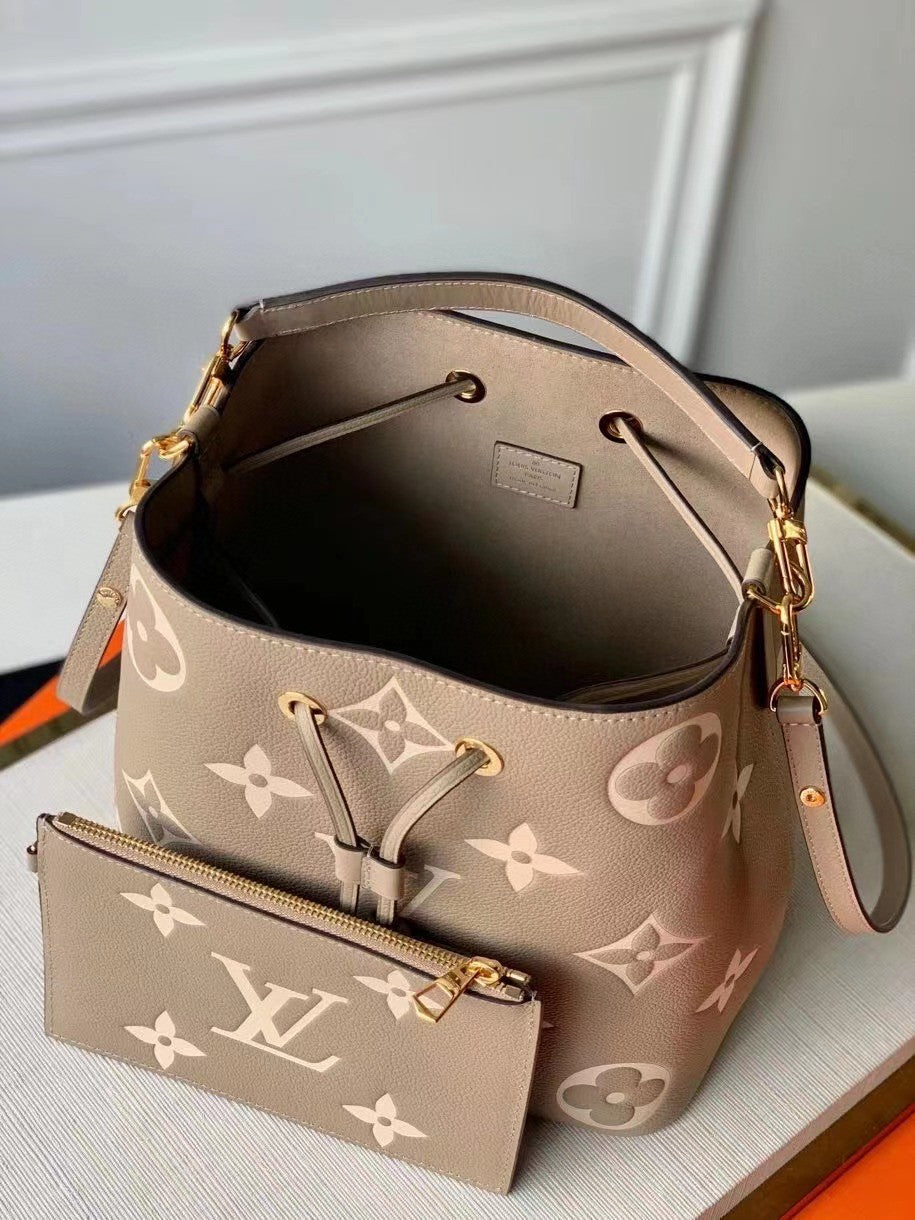 Louis Vuitton NéoNoé MM Monogram Empreinte Leather Bucket Bag - Turtledove Beige
