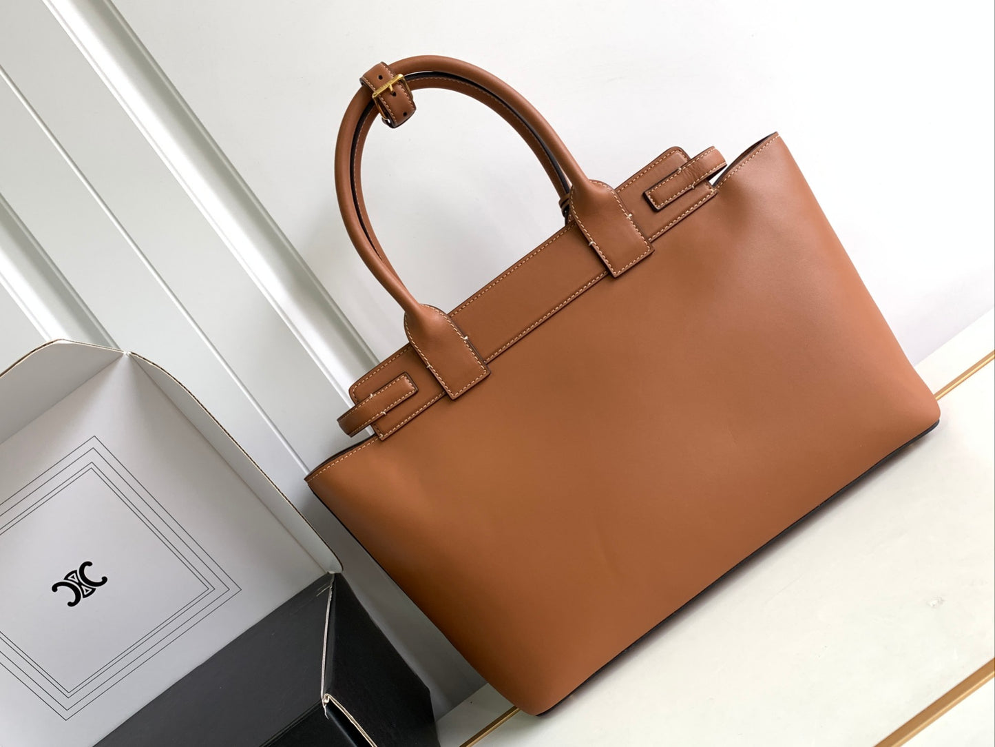 Celine Medium Big Bag in Tan Grained Calfskin Leather Tote Bag