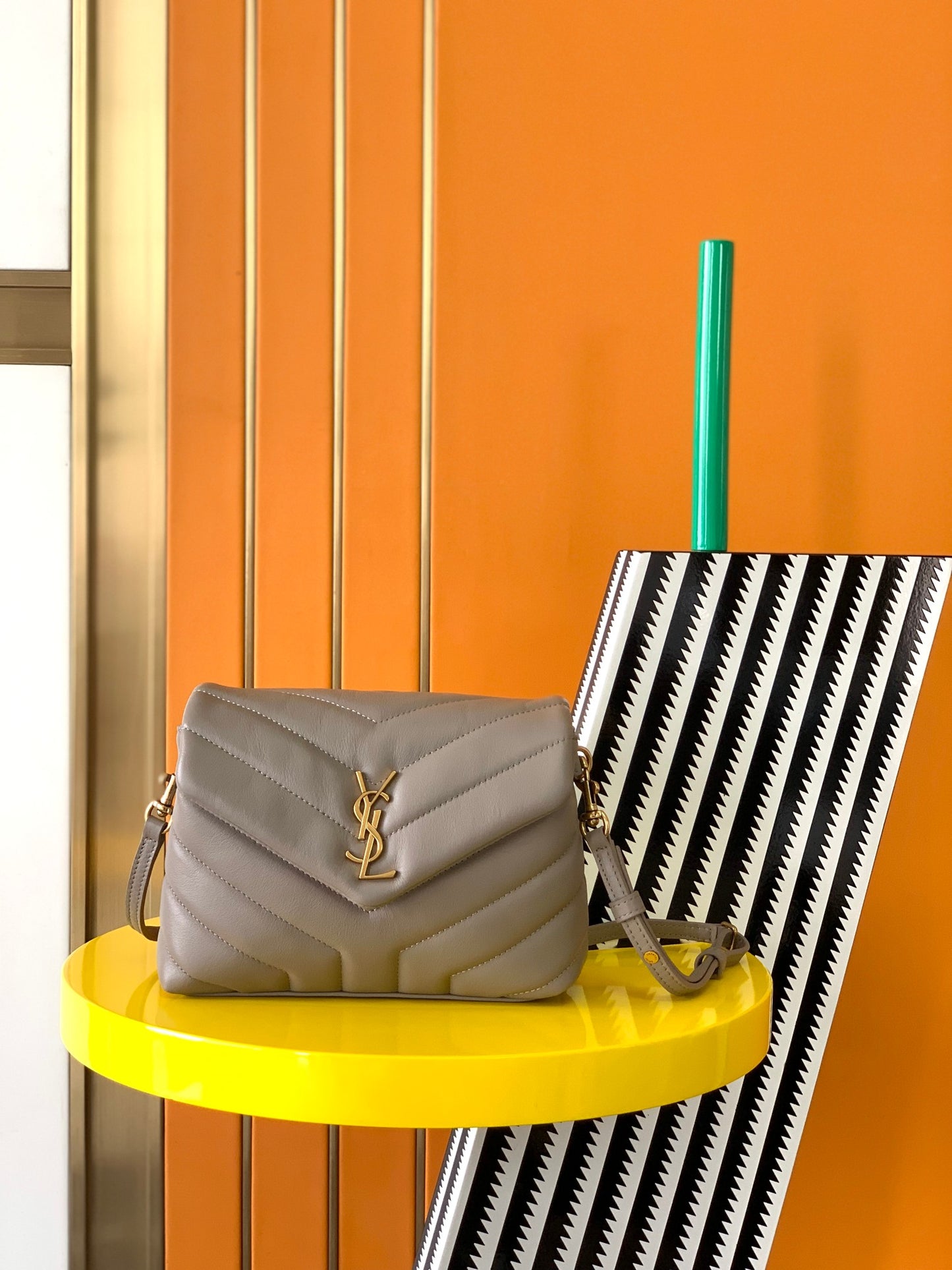 Saint Laurent Toy Loulou Matelassé Leather Crossbody Bag - Taupe