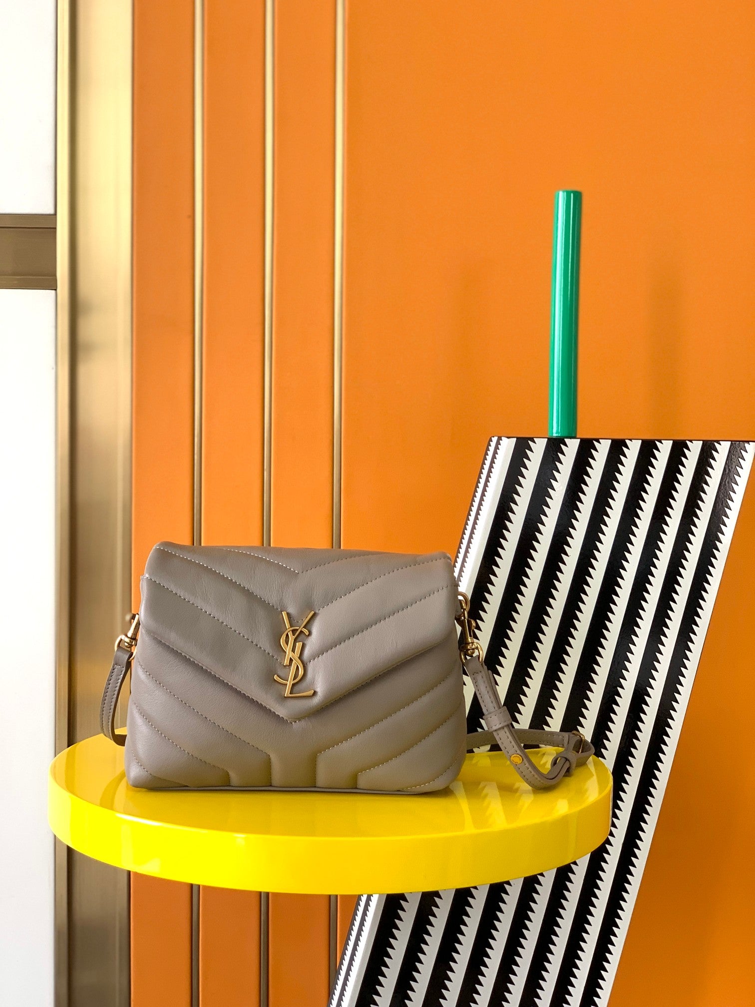 Saint Laurent Toy Loulou Matelassé Leather Crossbody Bag - Taupe